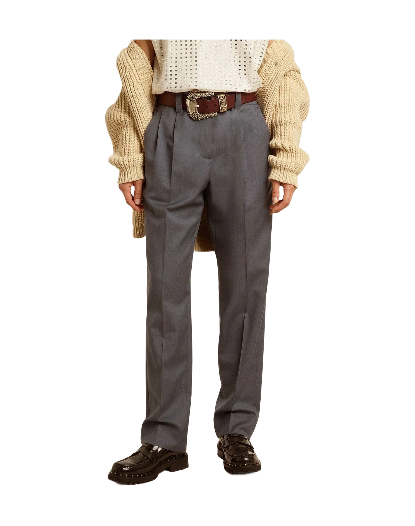 Women | Loose Pants In Baby Blue Wool | Grisallie - Image 6