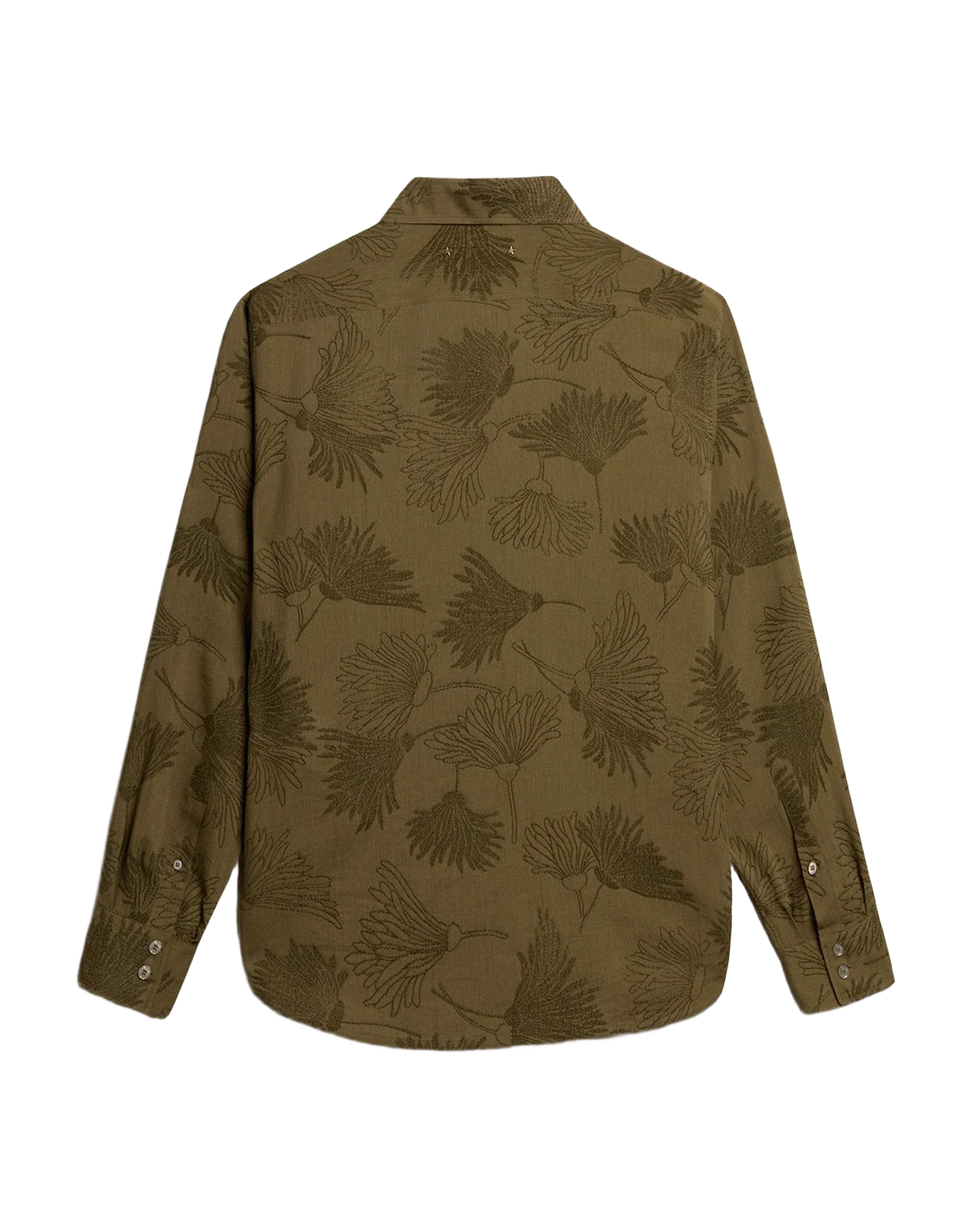 Women | Olive Colored Viscose Cotton Blend Shirt With Floral Pattern | Kalamata - Image 11