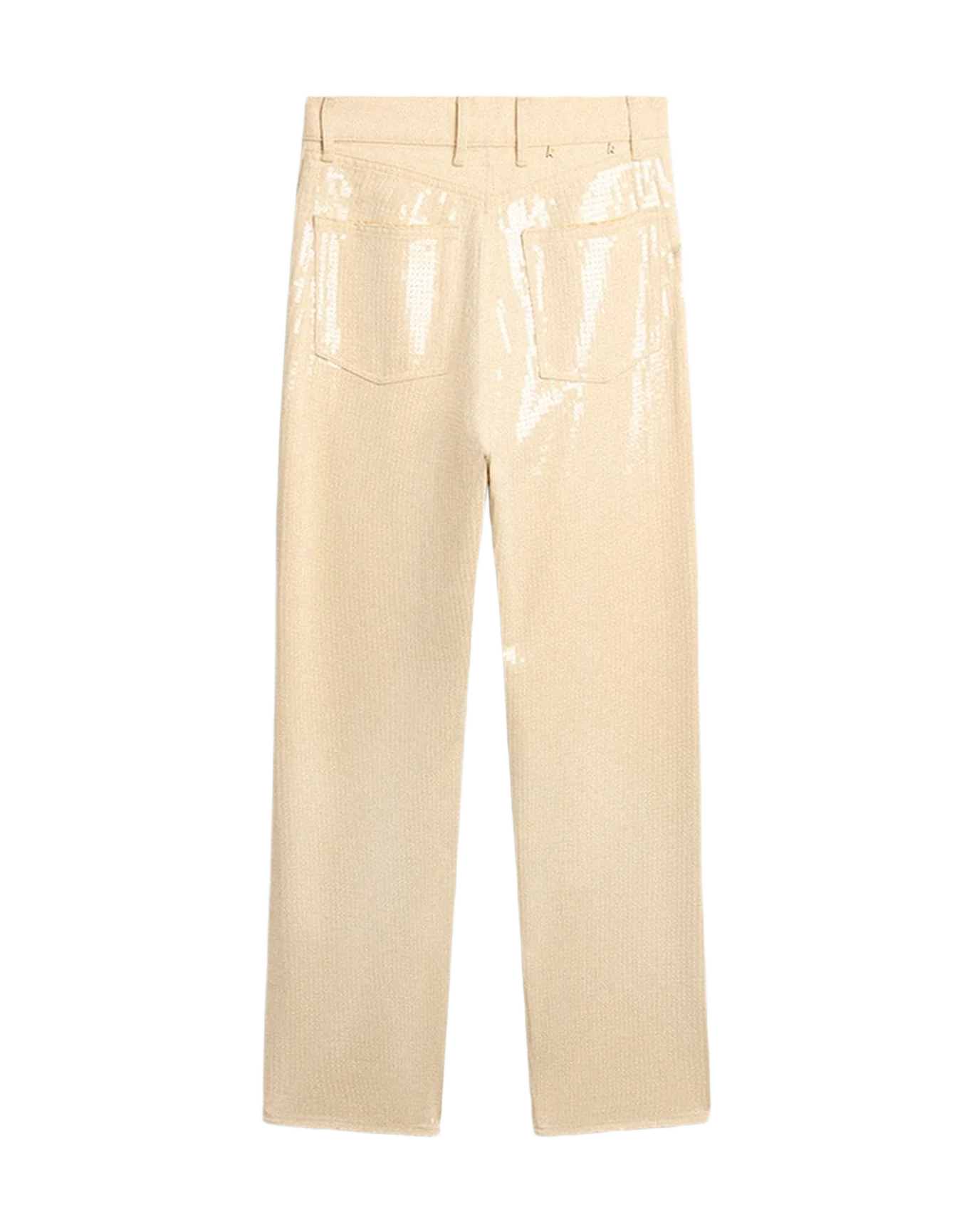 Women | Pants With Transparent All Over Sequins | Ecru