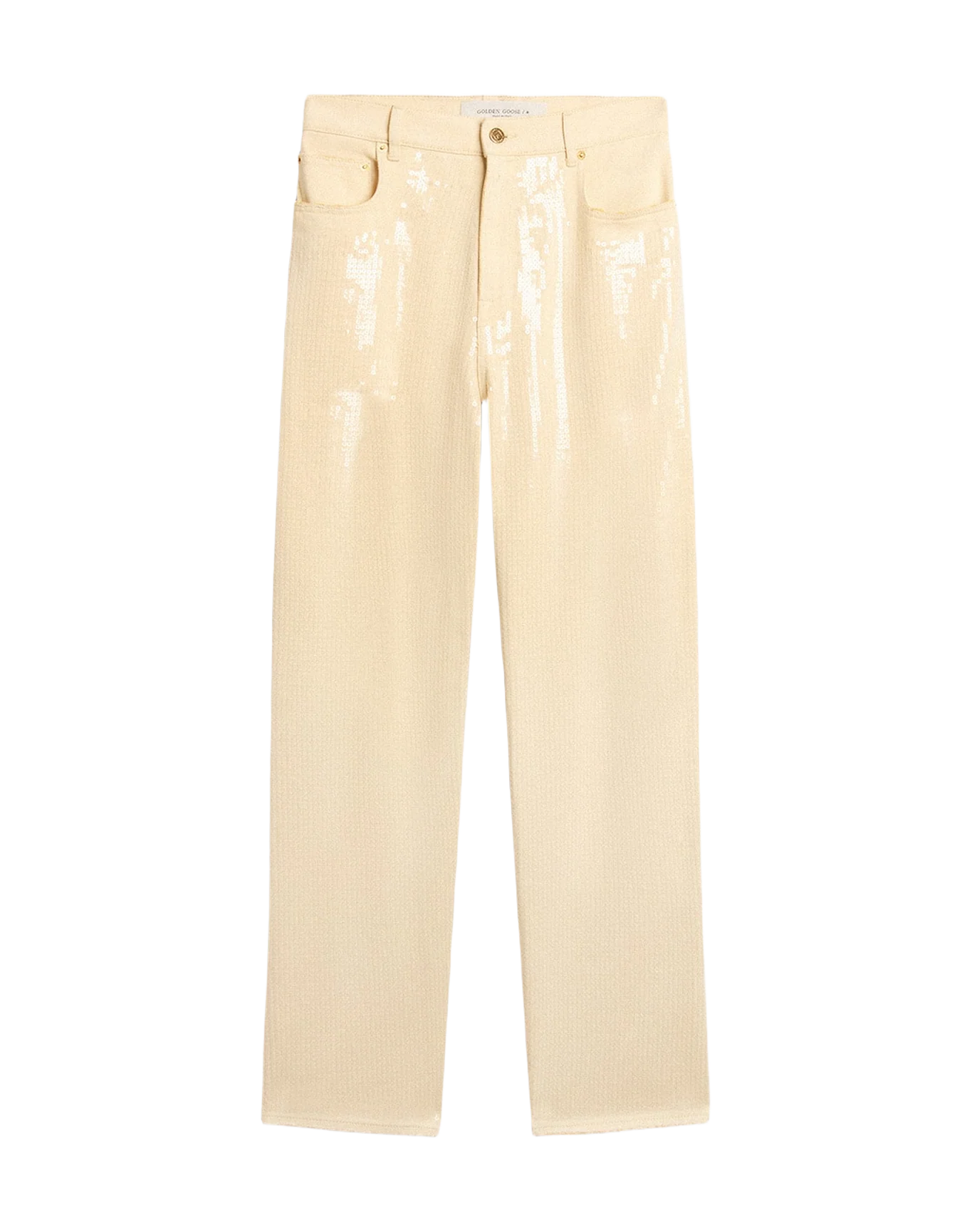 Women | Pants With Transparent All Over Sequins | Ecru - Image 2