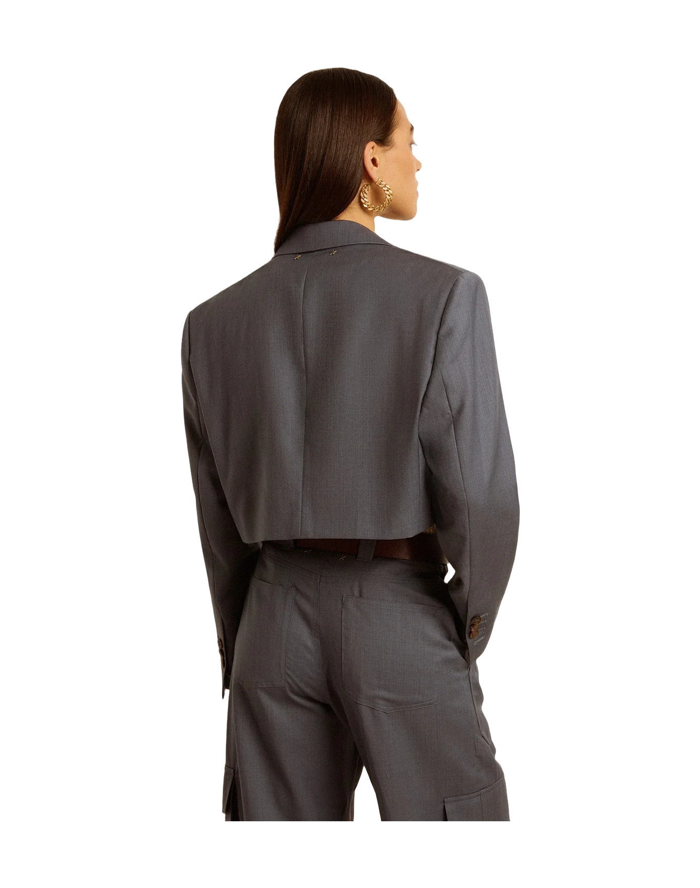 Women | Single Breasted Cropped Jacket In Baby Blue Wool | Grisallie - Image 4