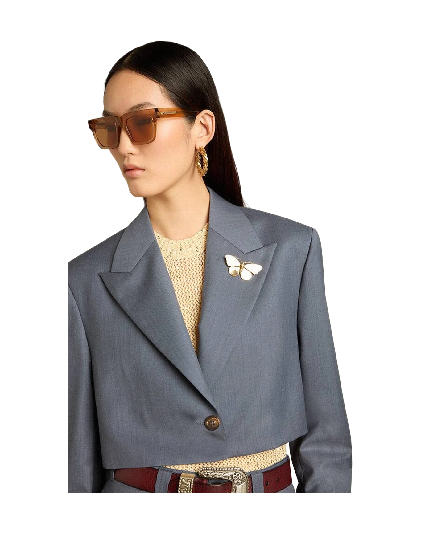 Women | Single Breasted Cropped Jacket In Baby Blue Wool | Grisallie - Image 9