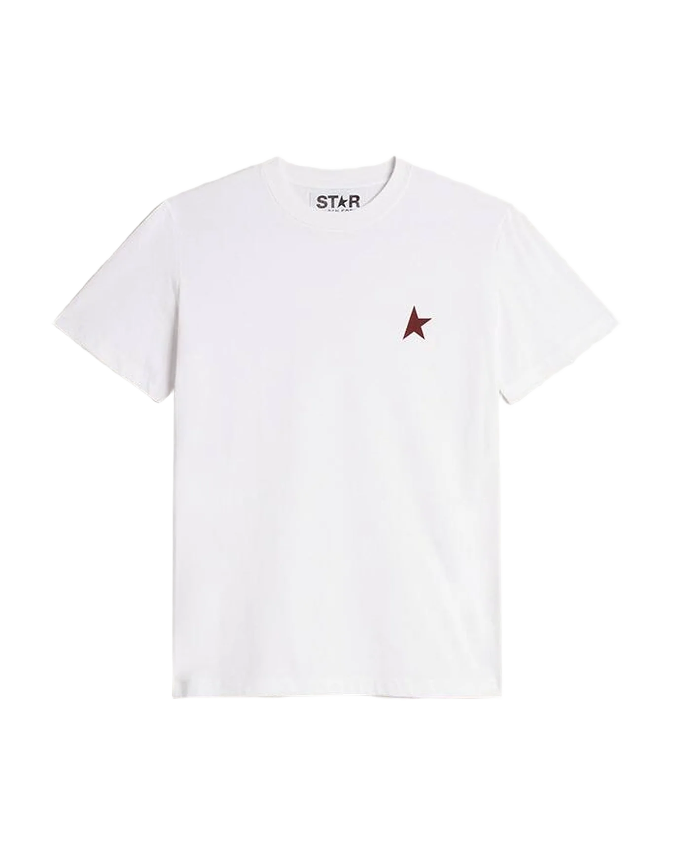 Women | T Shirt With Burgundy Star On The Front | Optic White x Windsor Wine - Image 2