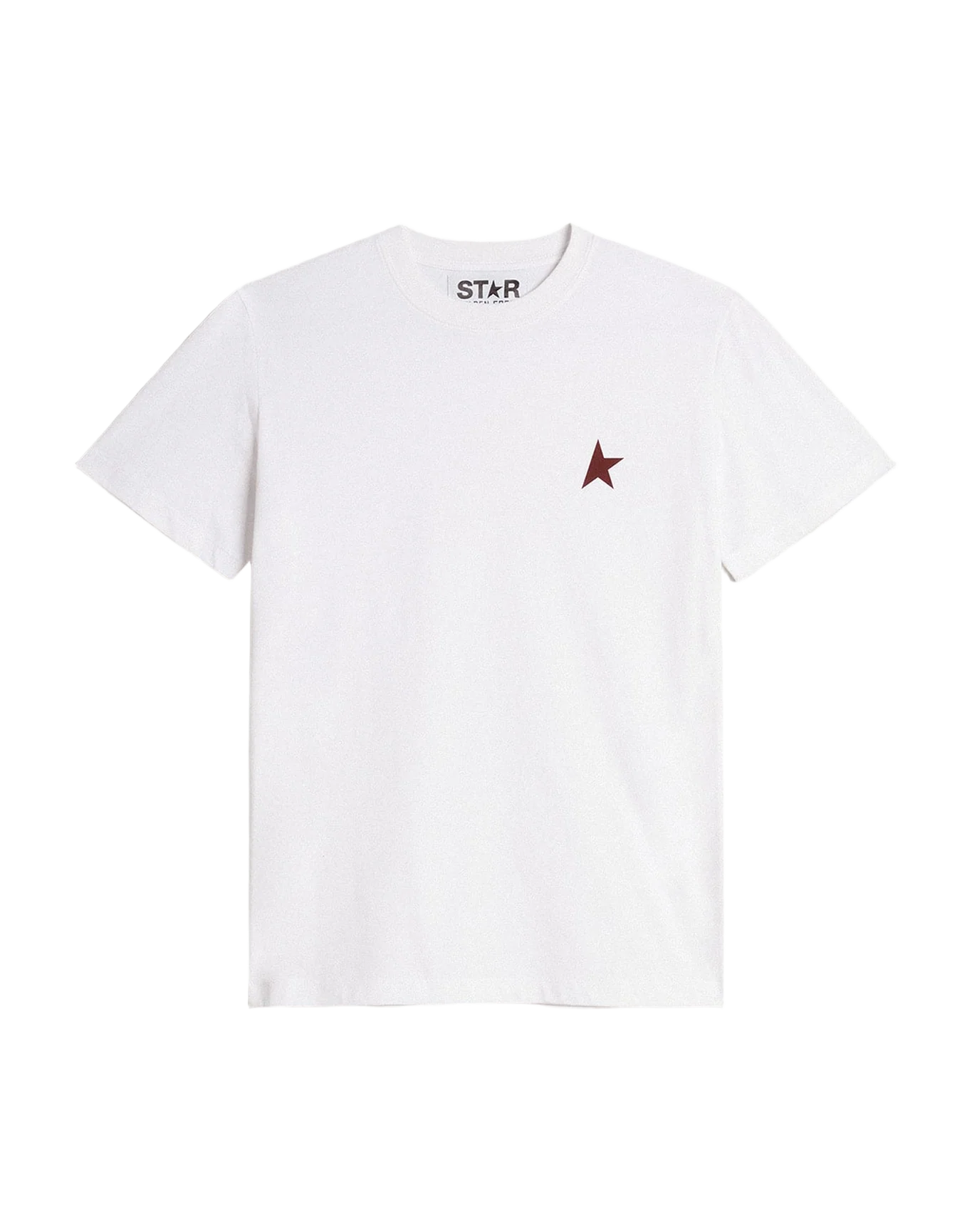 Women | T Shirt With Burgundy Star On The Front | Optic White x Windsor Wine - Image 3