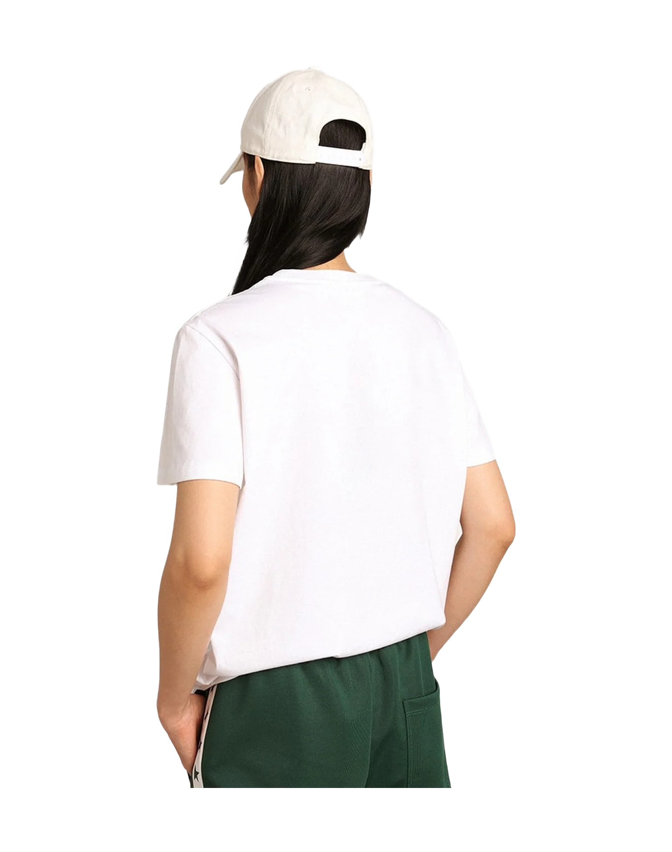 Women | T Shirt With Star On The Front | Optic White x Green - Image 10