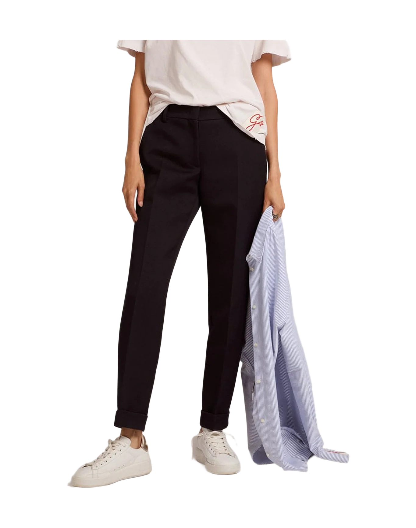 Women | Wool Cigarette Pants | Dark Blue