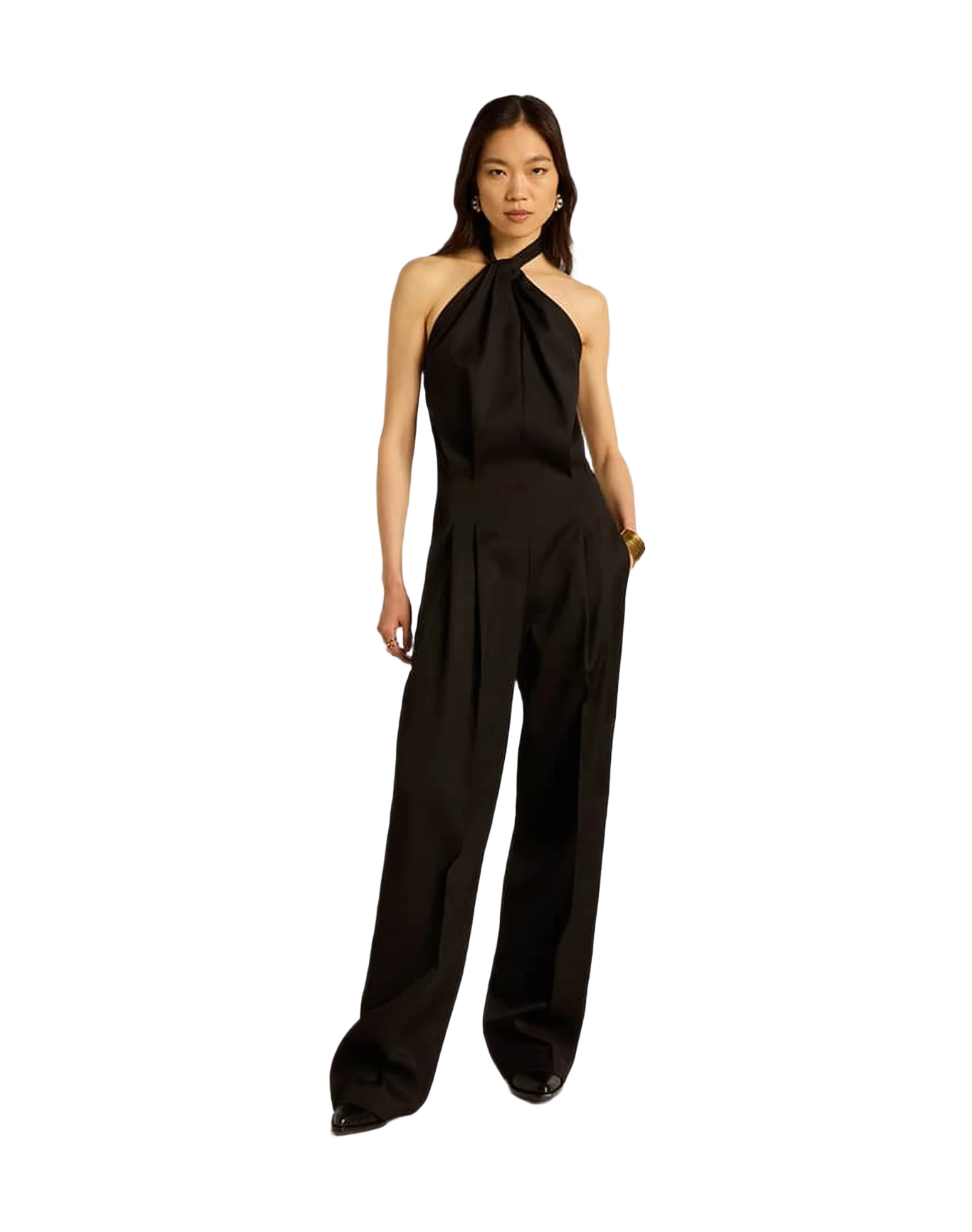 Women | Wool Gabardine Jumpsuit | Black - Image 2