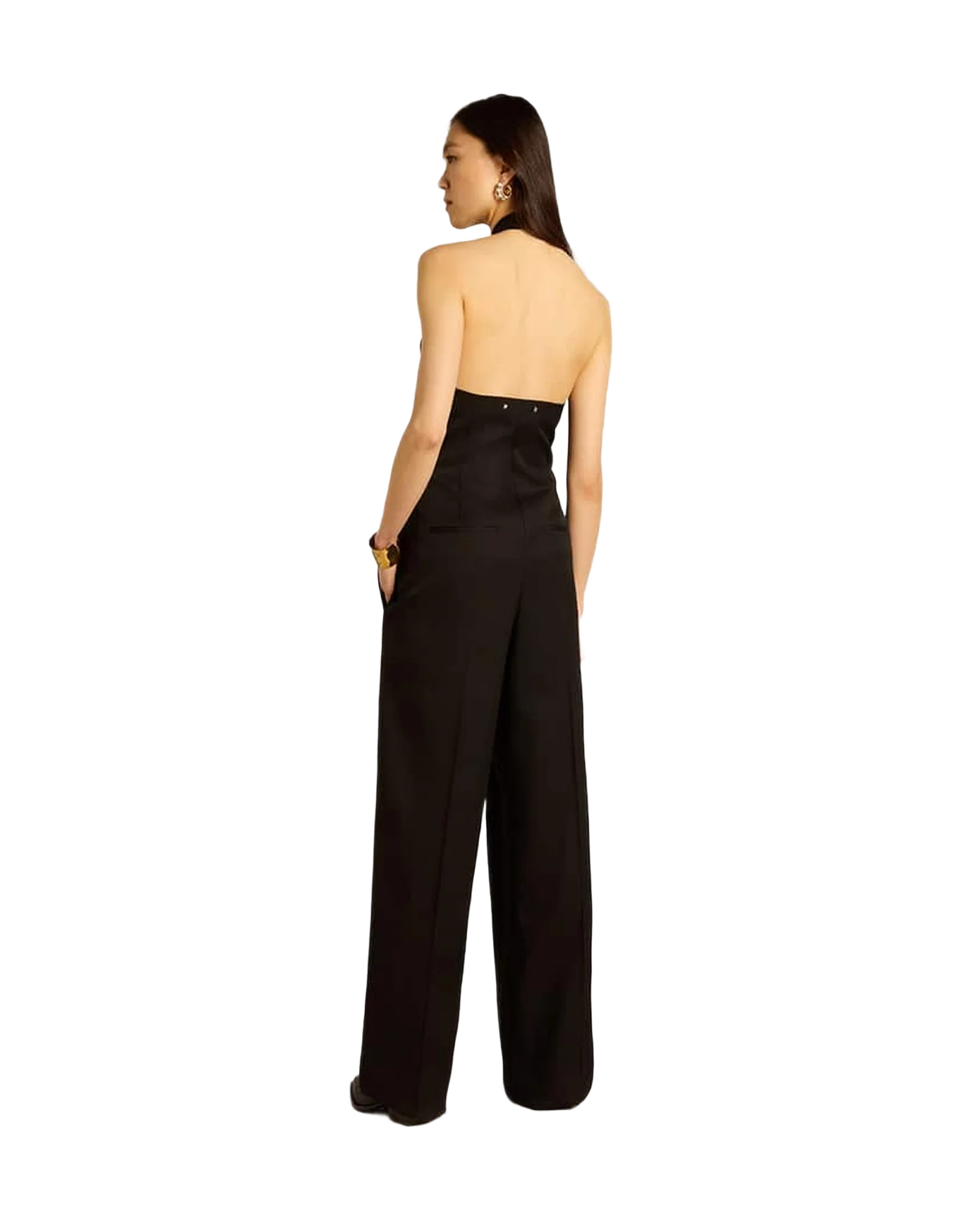 Women | Wool Gabardine Jumpsuit | Black - Image 3