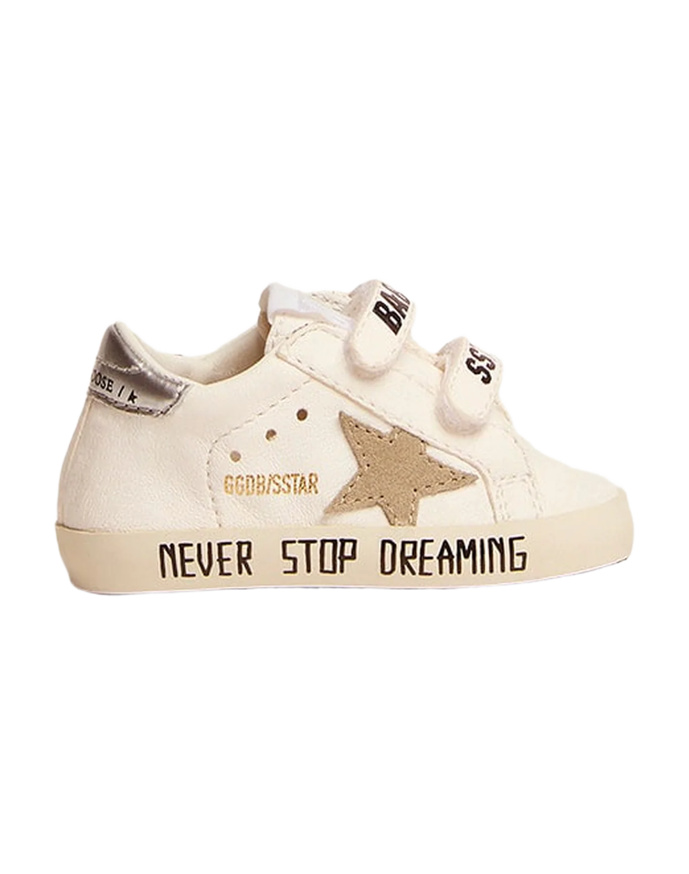 Kids | Baby Old School with Dove Gray Suede Star | White x Taupe x Silver - Image 4