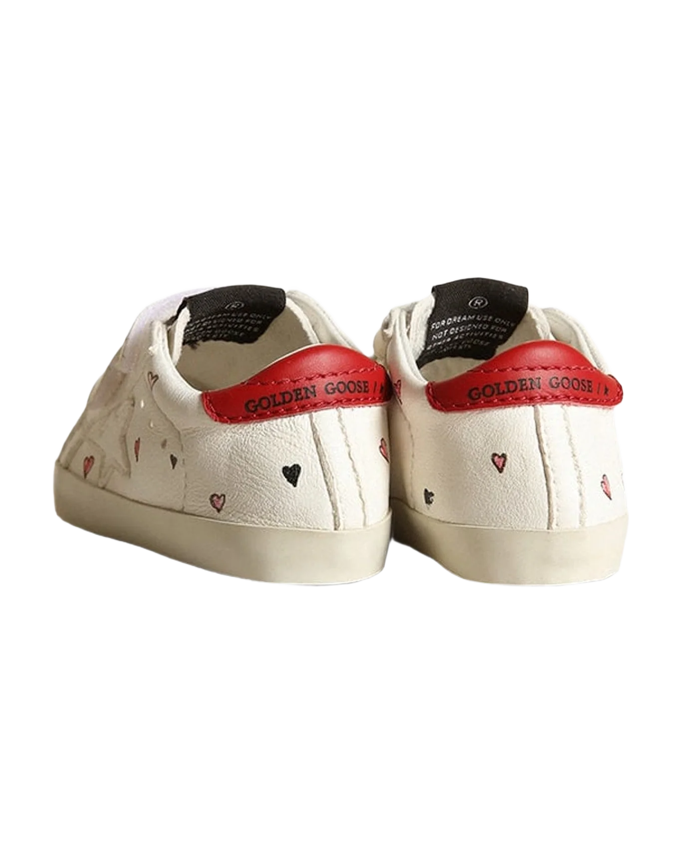 Kids | Baby Old School with White Nappa Star & Red Heel Tab | White x Red