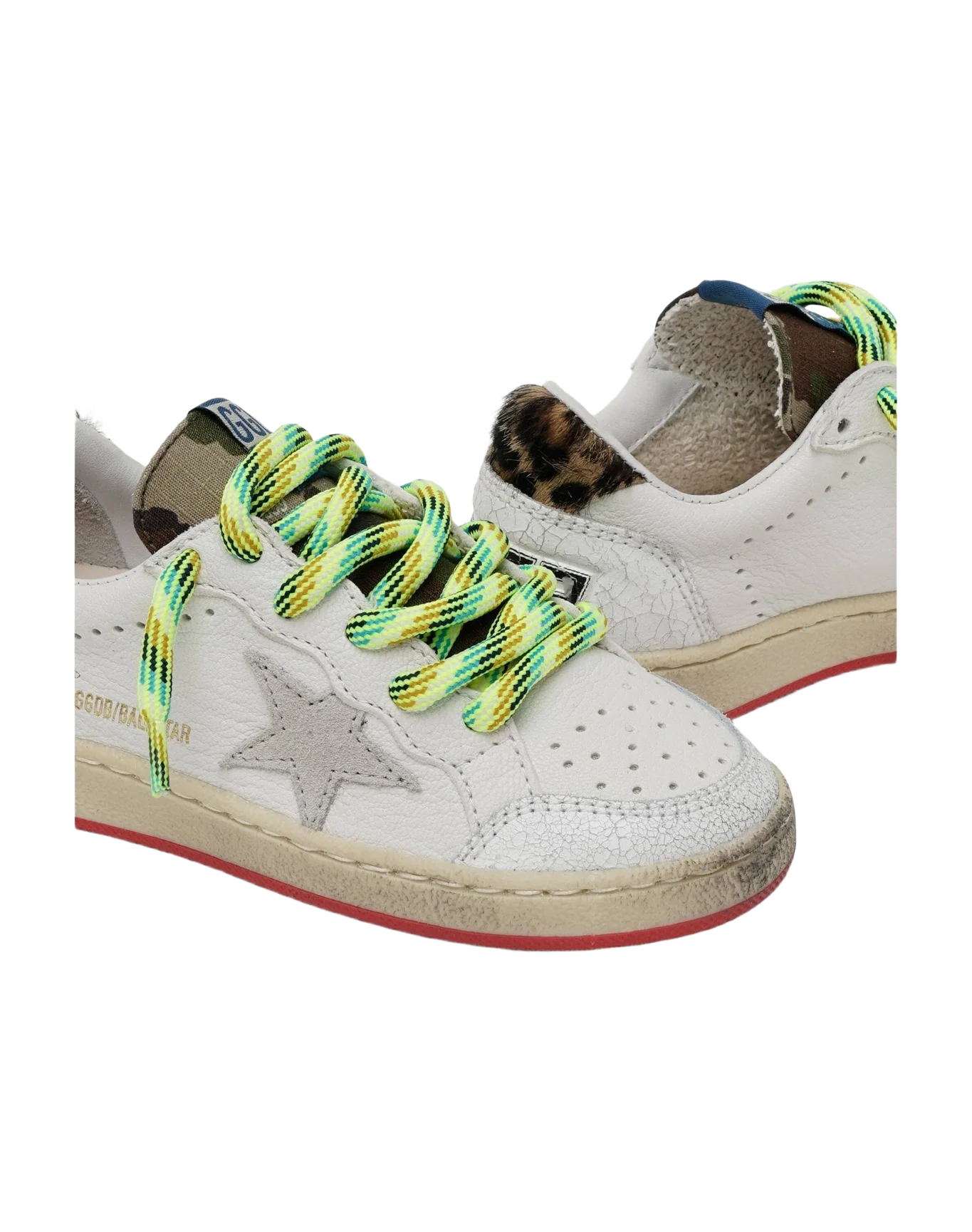 Kids | Ball Star Nappa Upper Suede Star Crack Leather Heel | White x Green Camouflage x Ice x Beige Brown Leo