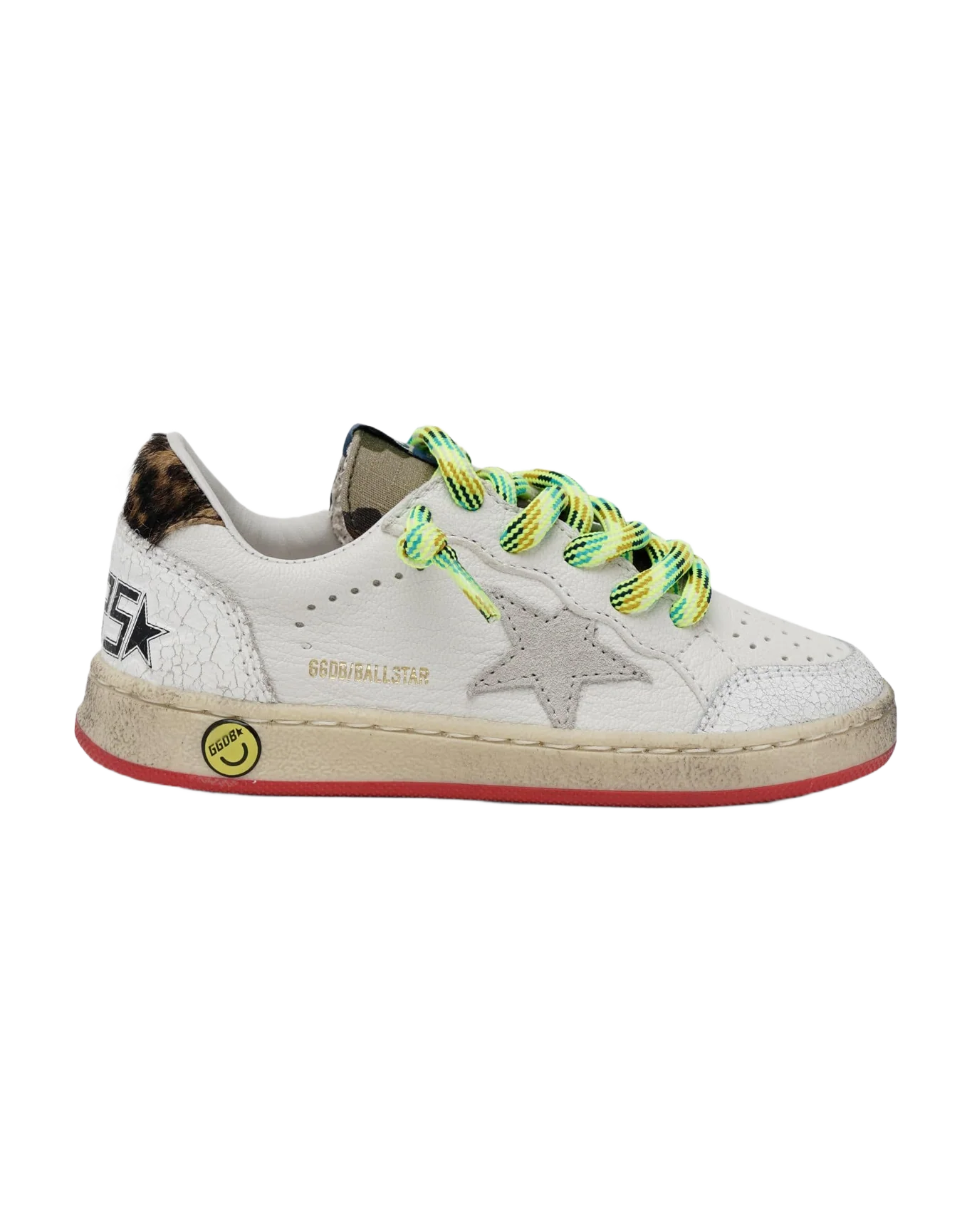 Kids | Ball Star Nappa Upper Suede Star Crack Leather Heel | White x Green Camouflage x Ice x Beige Brown Leo - Image 4