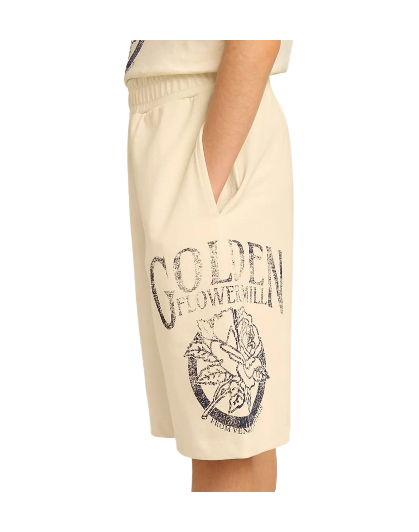 Kids | Bermuda Shorts Aged White with Print On The Front | Artic Wolf x Eclipse