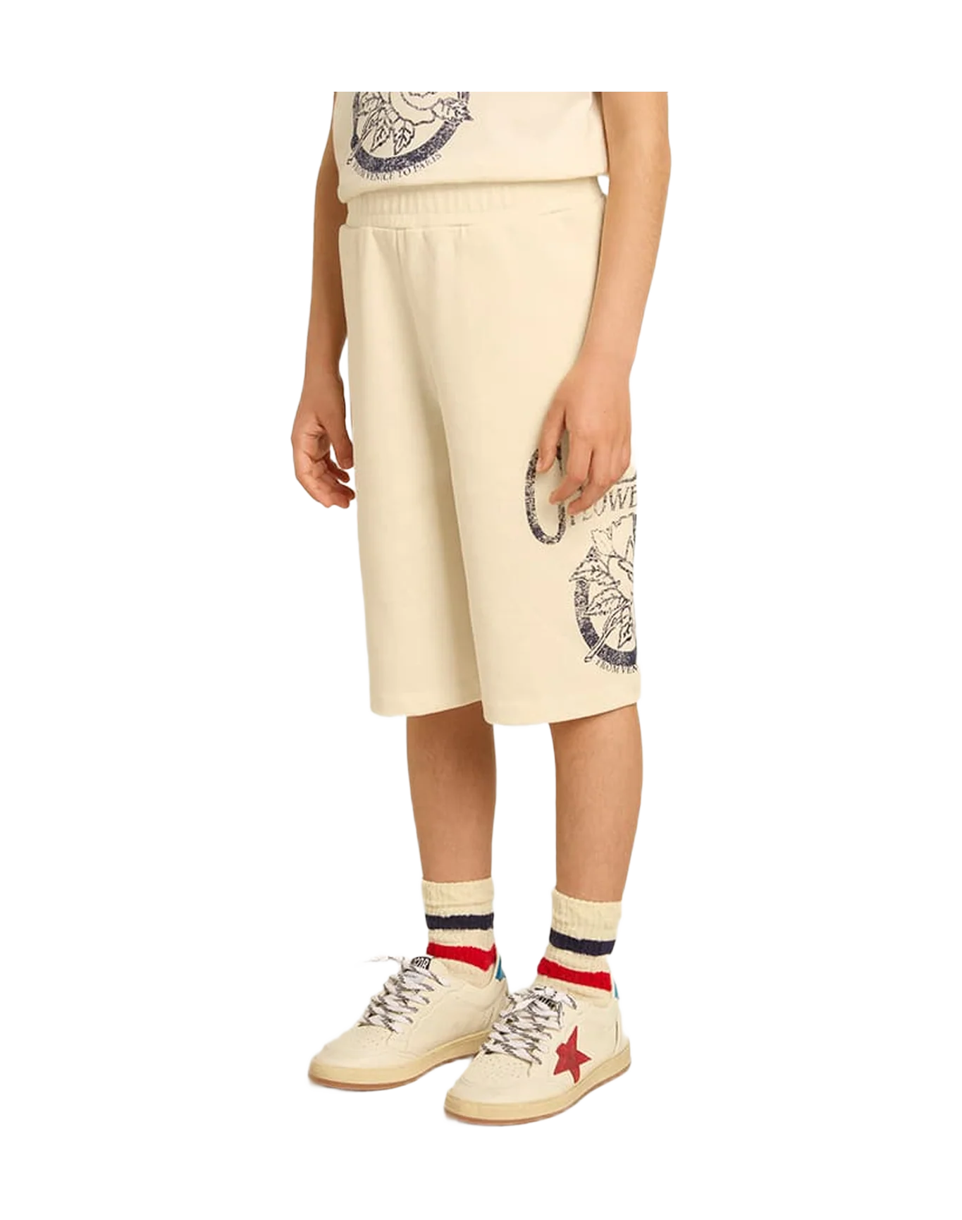 Kids | Bermuda Shorts Aged White with Print On The Front | Artic Wolf x Eclipse - Image 10