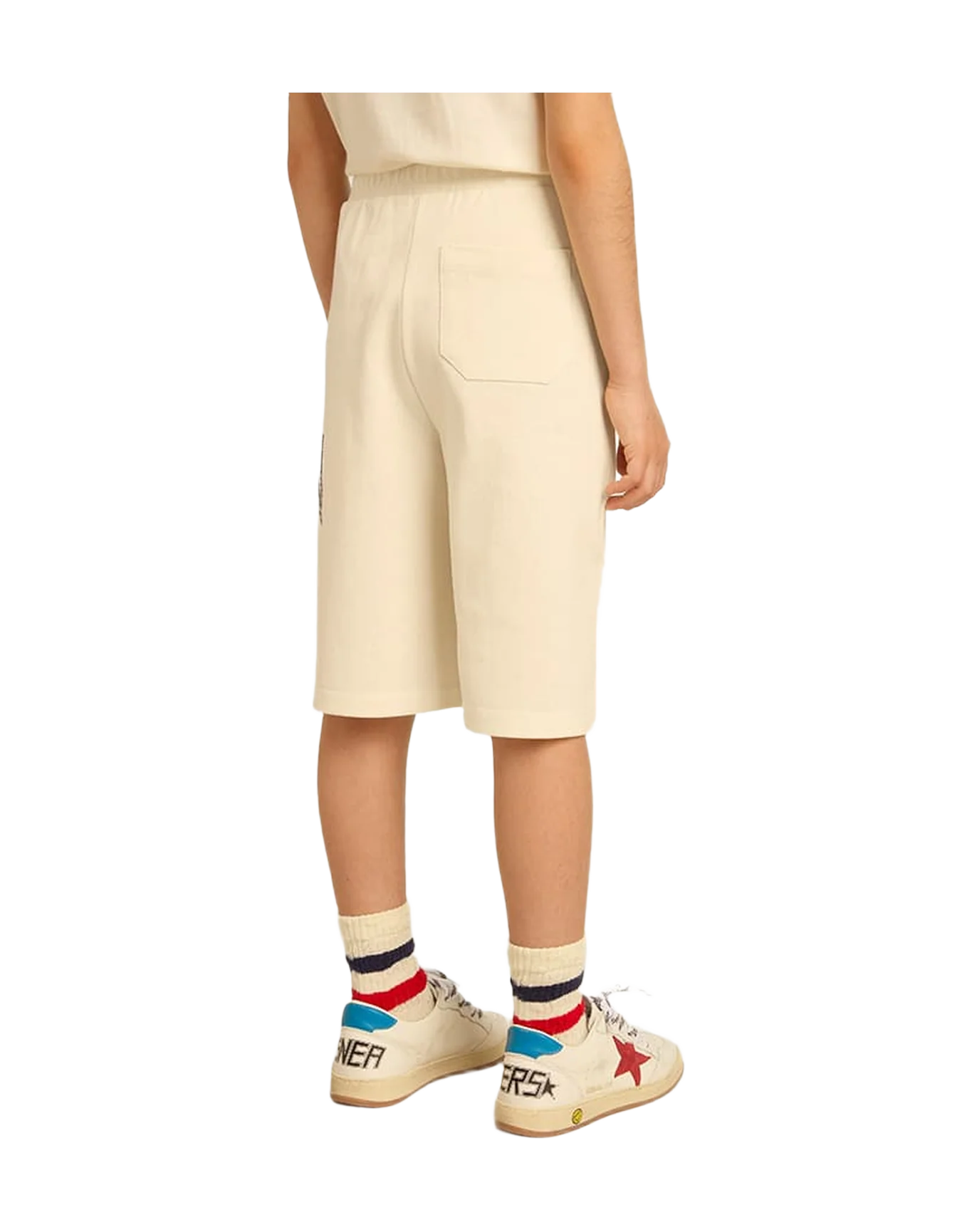 Kids | Bermuda Shorts Aged White with Print On The Front | Artic Wolf x Eclipse - Image 8