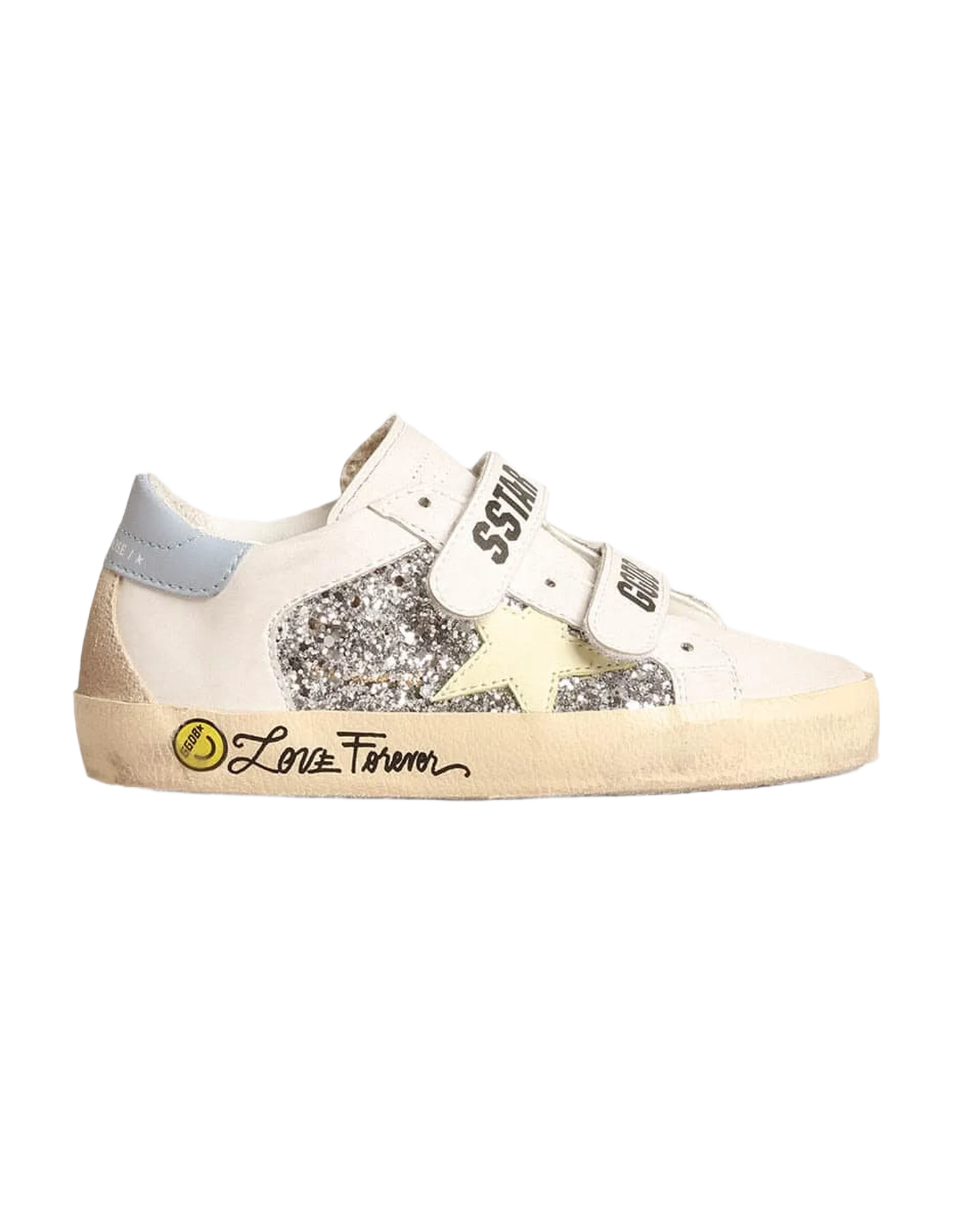 Kids | Bio-Based Old School Junior with Yellow Star & Glitter Inserts | Silver x White x Light Yellow x Powder Blu x Beige - Image 2