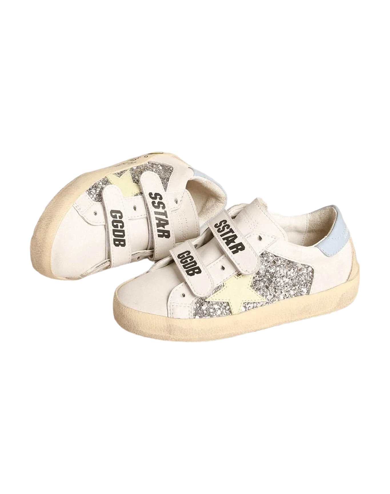 Kids | Bio-Based Old School Junior with Yellow Star & Glitter Inserts | Silver x White x Light Yellow x Powder Blu x Beige - Image 7