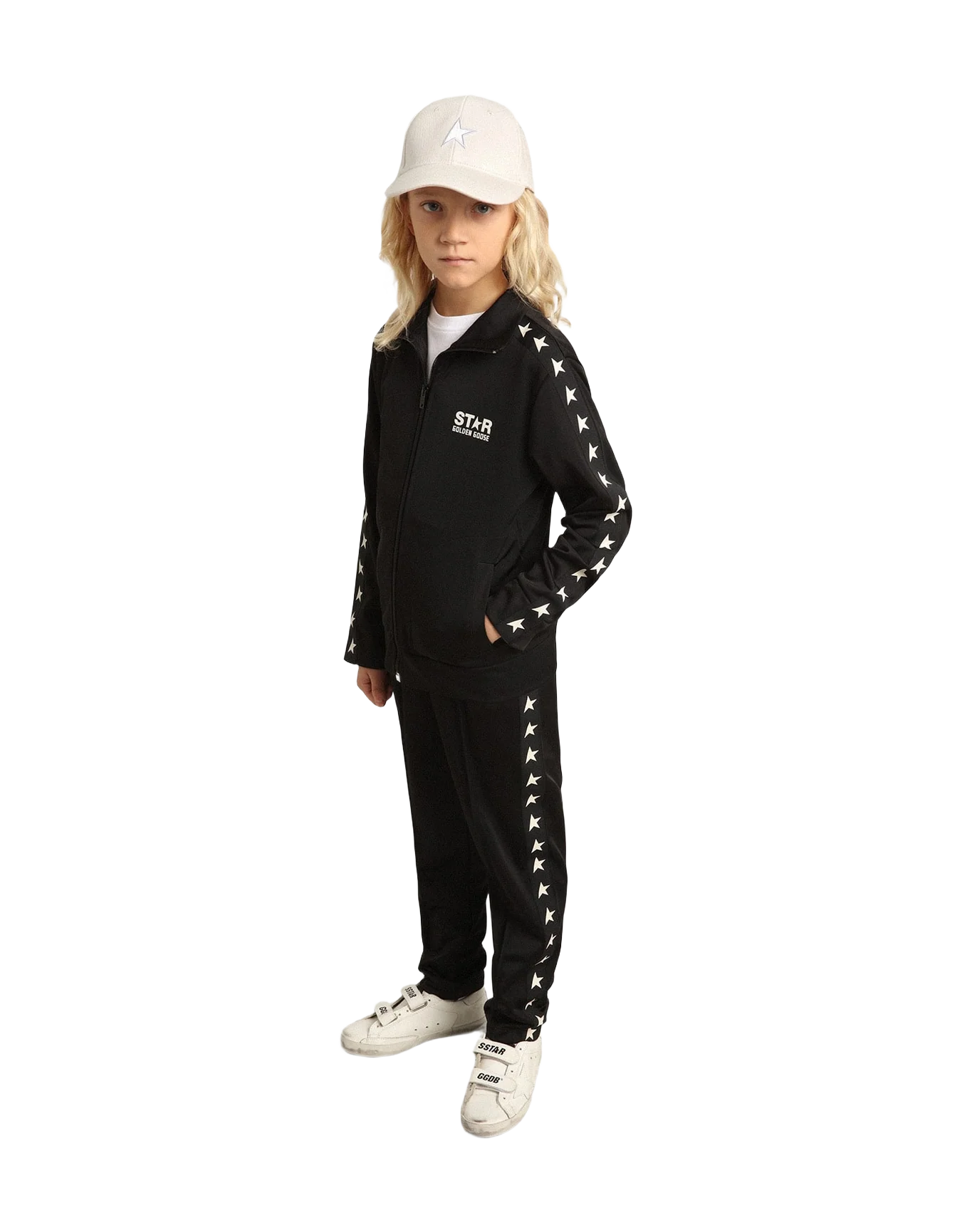 Kids | Black Joggers with Contrasting White Stars | Black x White - Image 5