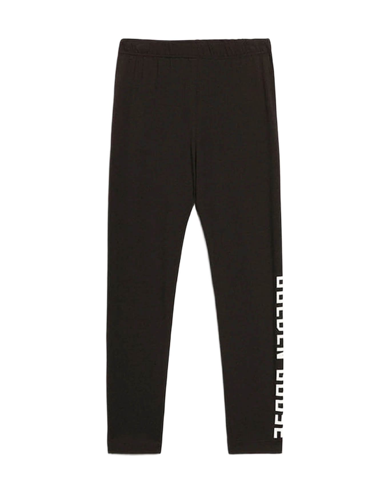 Kids | Black Leggings with White Logo | Black x White - Image 2