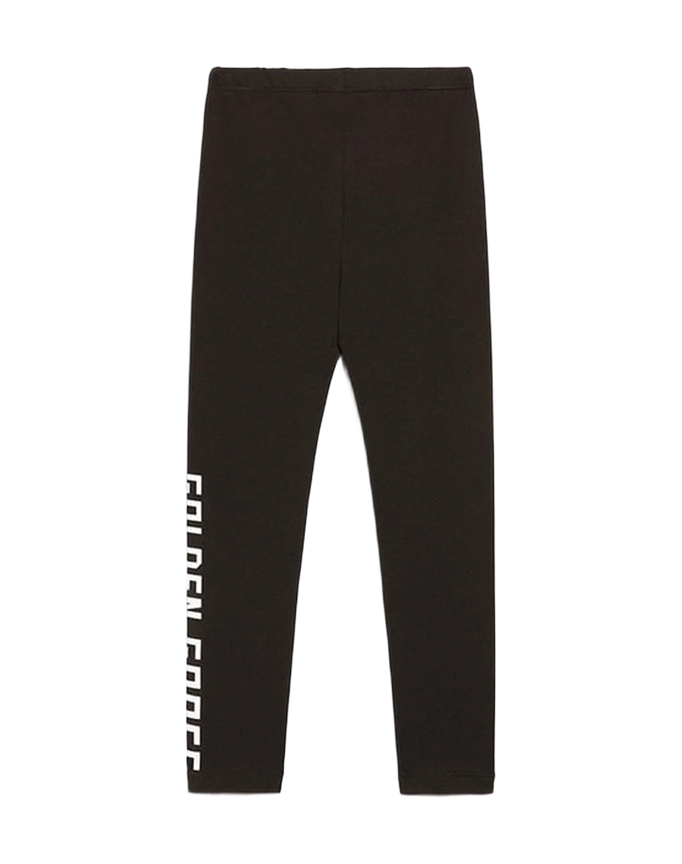 Kids | Black Leggings with White Logo | Black x White - Image 4