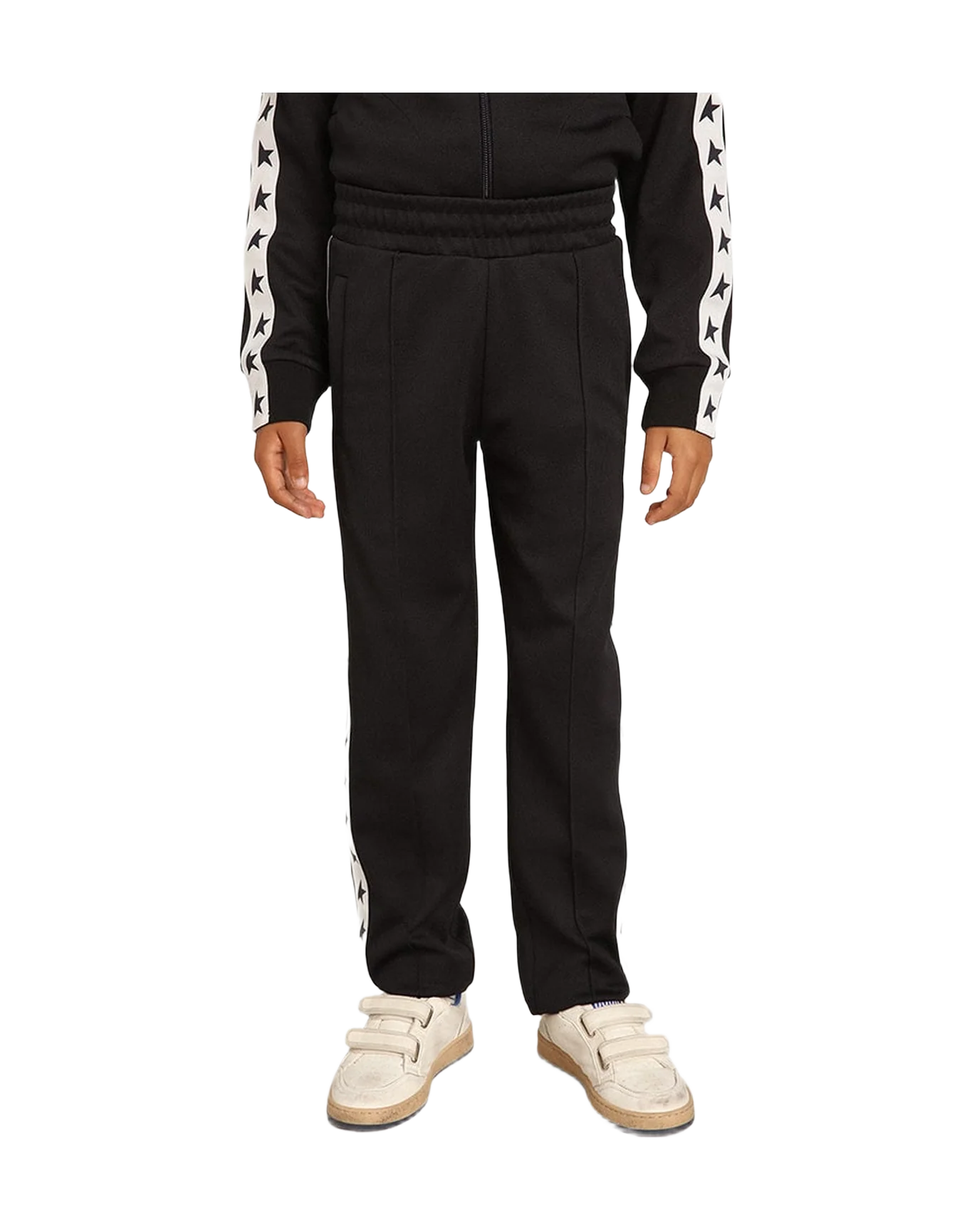 Kids | Dark Blue Joggers with White Strip & Contrasting Stars | Dark Blue x White - Image 4