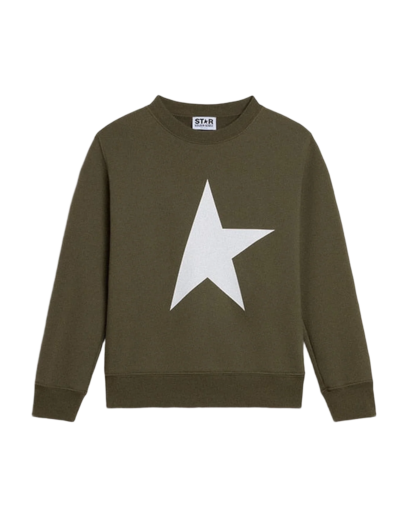 Kids | Dark Green Sweatshirt with White Maxi Star On The Front | Ivy Green x White - Image 5
