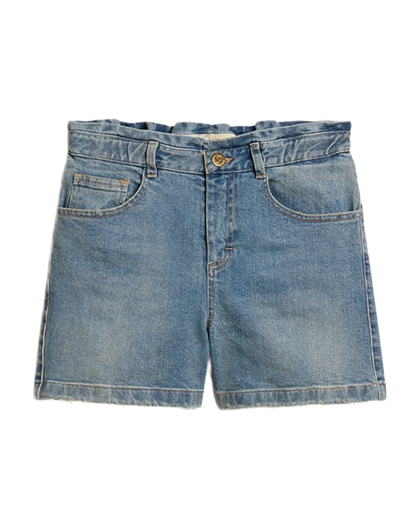 Kids | Denim Shorts with Distressed Finish | Medium Blue - Image 7