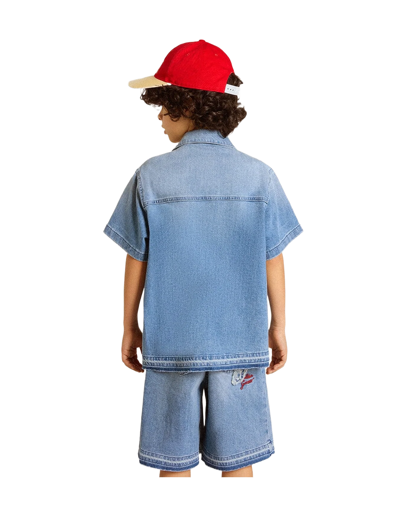 Kids | Denim Shorts with Embroidery On The Back | Medium Blue - Image 12