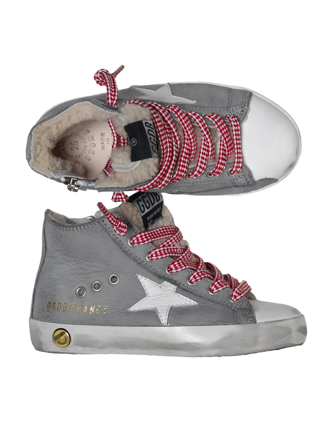 Kids | Francy Sneakers Grey Leather & Internal Shearling (V1) - Image 2
