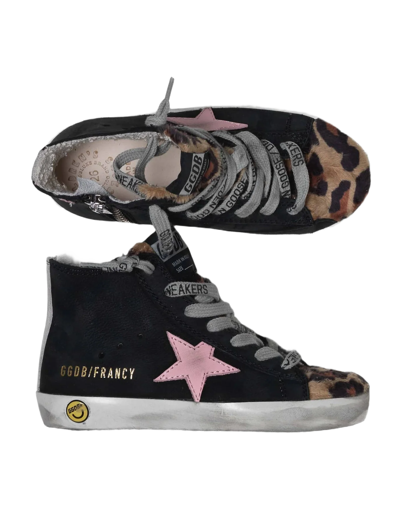 Kids | Francy Sneakers Made Of Nubuck & Pony Skin with A Leopard Print. - Image 5
