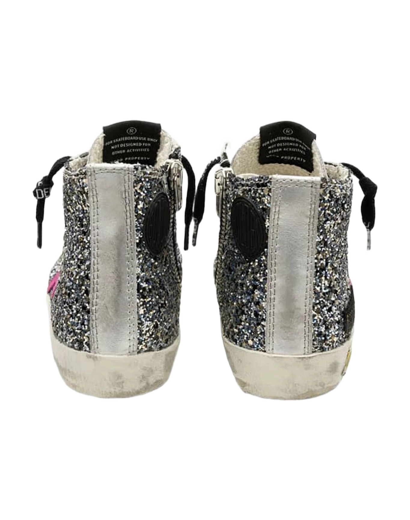 Kids | Francy Sneakers Silver Leather with Glitter Star (V2) - Image 2