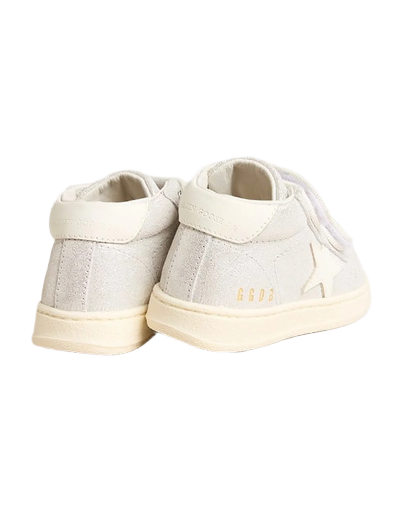 Kids | June Junior Suede with White Leather Star & Heel Tab | Silver x White