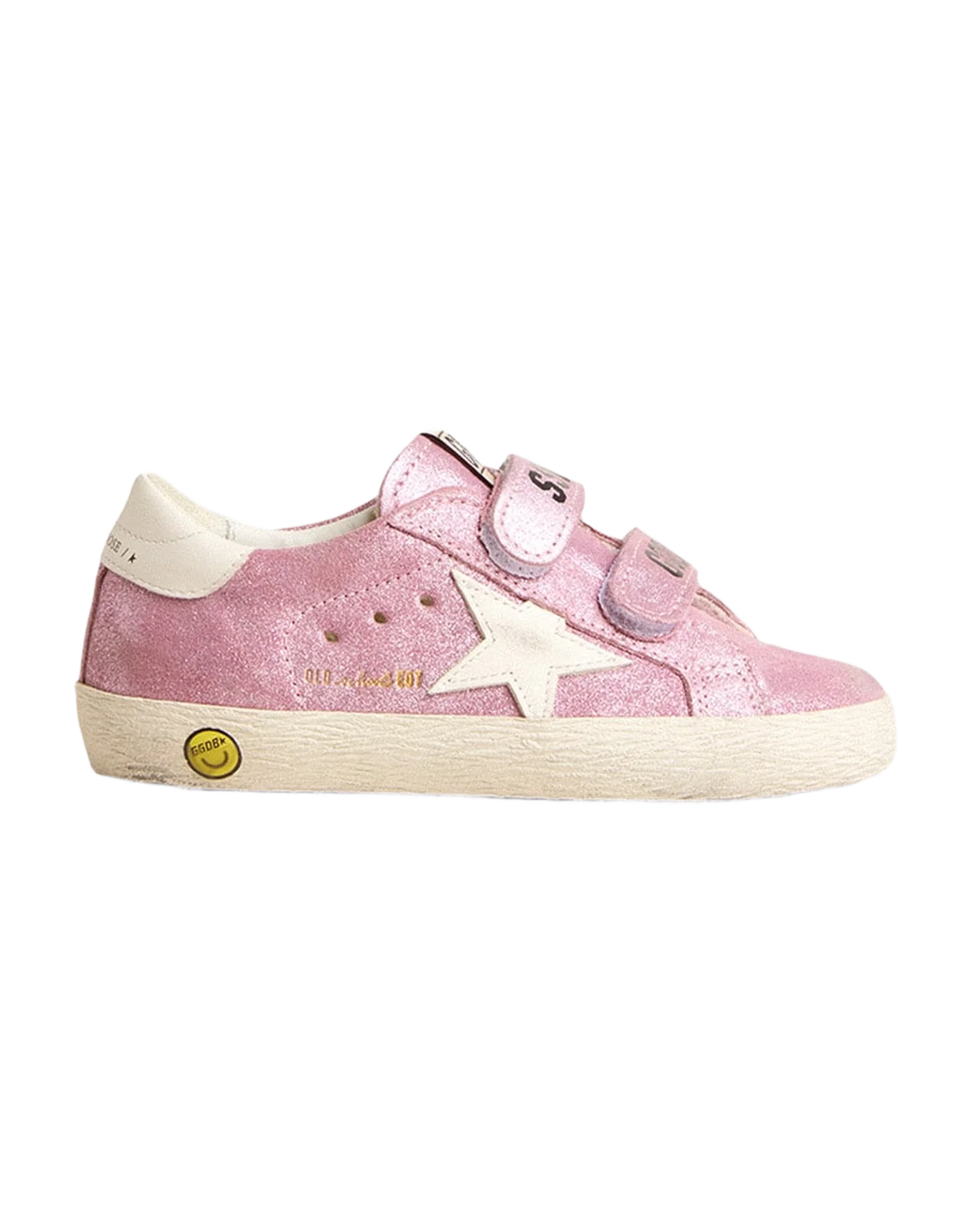 Kids | Junior Old School Metallic Pink Suede with White Leather Star & Heel Tab | Pink x White - Image 10