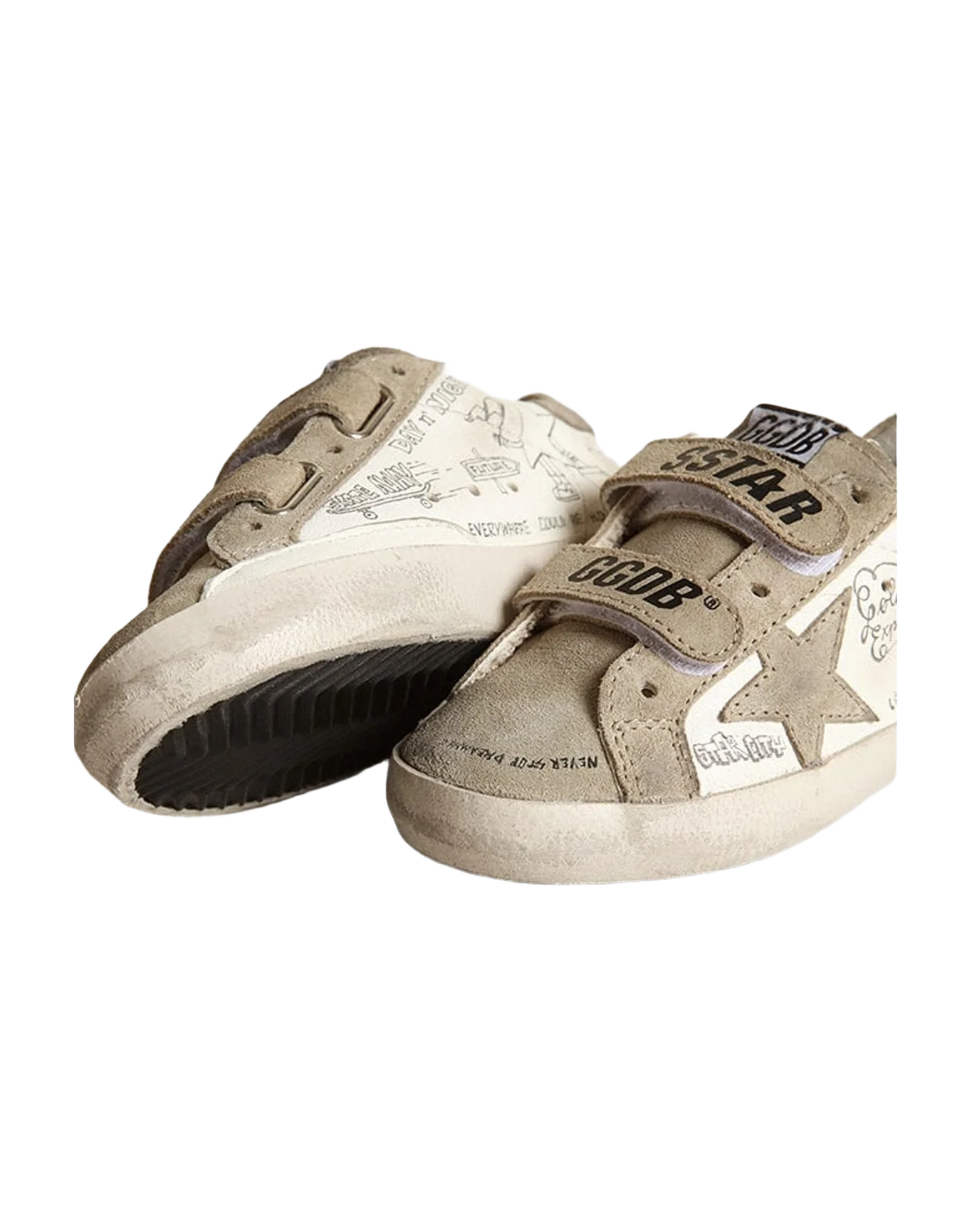 Kids | Junior Old School White Nappa with Dove Gray Inserts | White x Black x Taupe