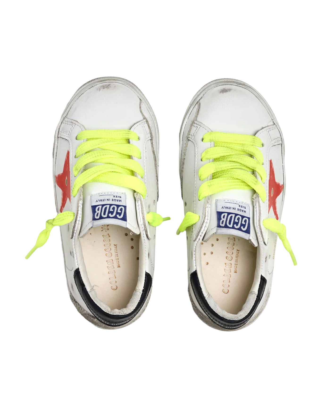 Kids | Junior Super-Star Sneakers with Red Screen Printed Star & Black Heel Tab | White x Red x Black x Ice - Image 5
