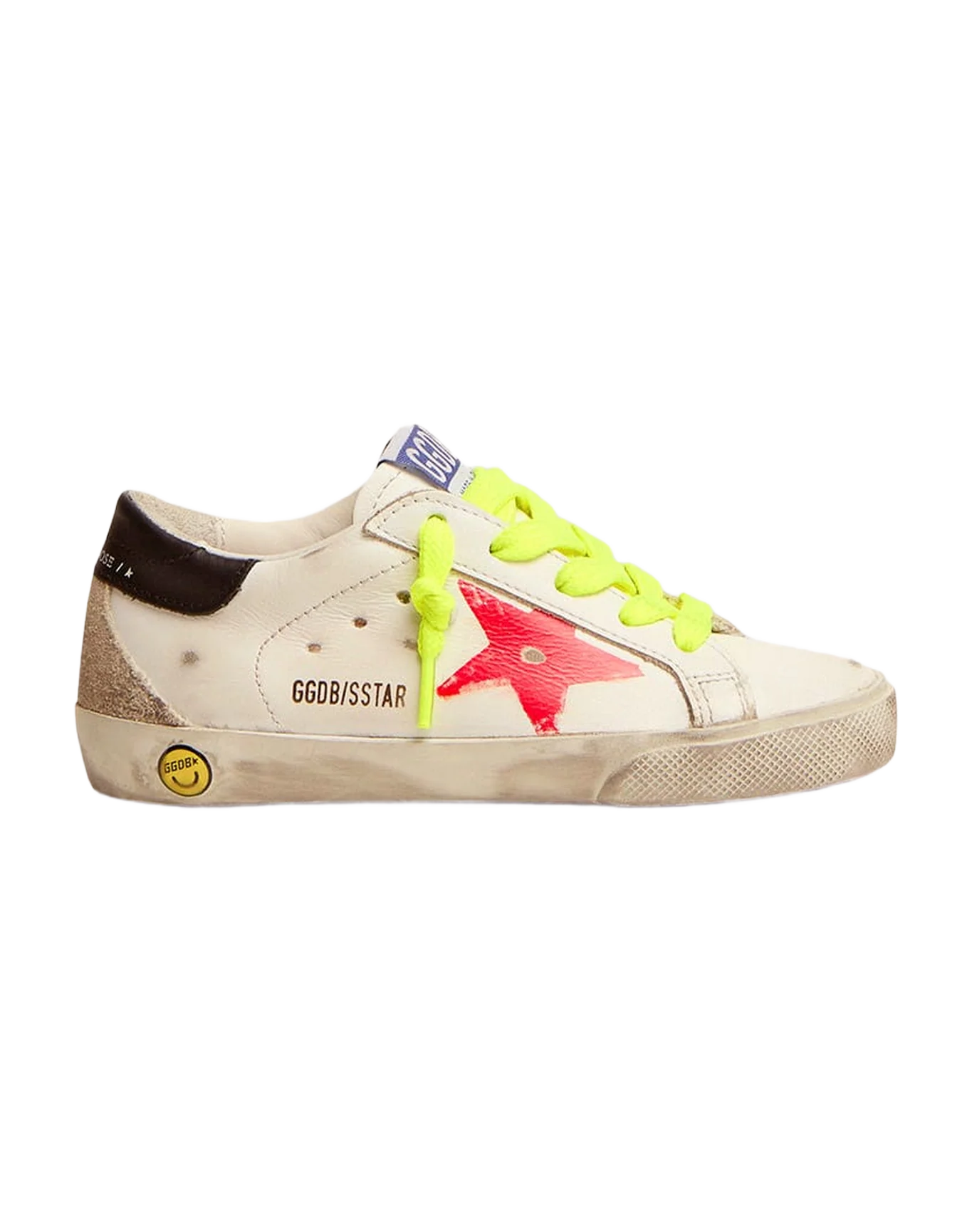Kids | Junior Super-Star Sneakers with Red Screen Printed Star & Black Heel Tab | White x Red x Black x Ice - Image 6