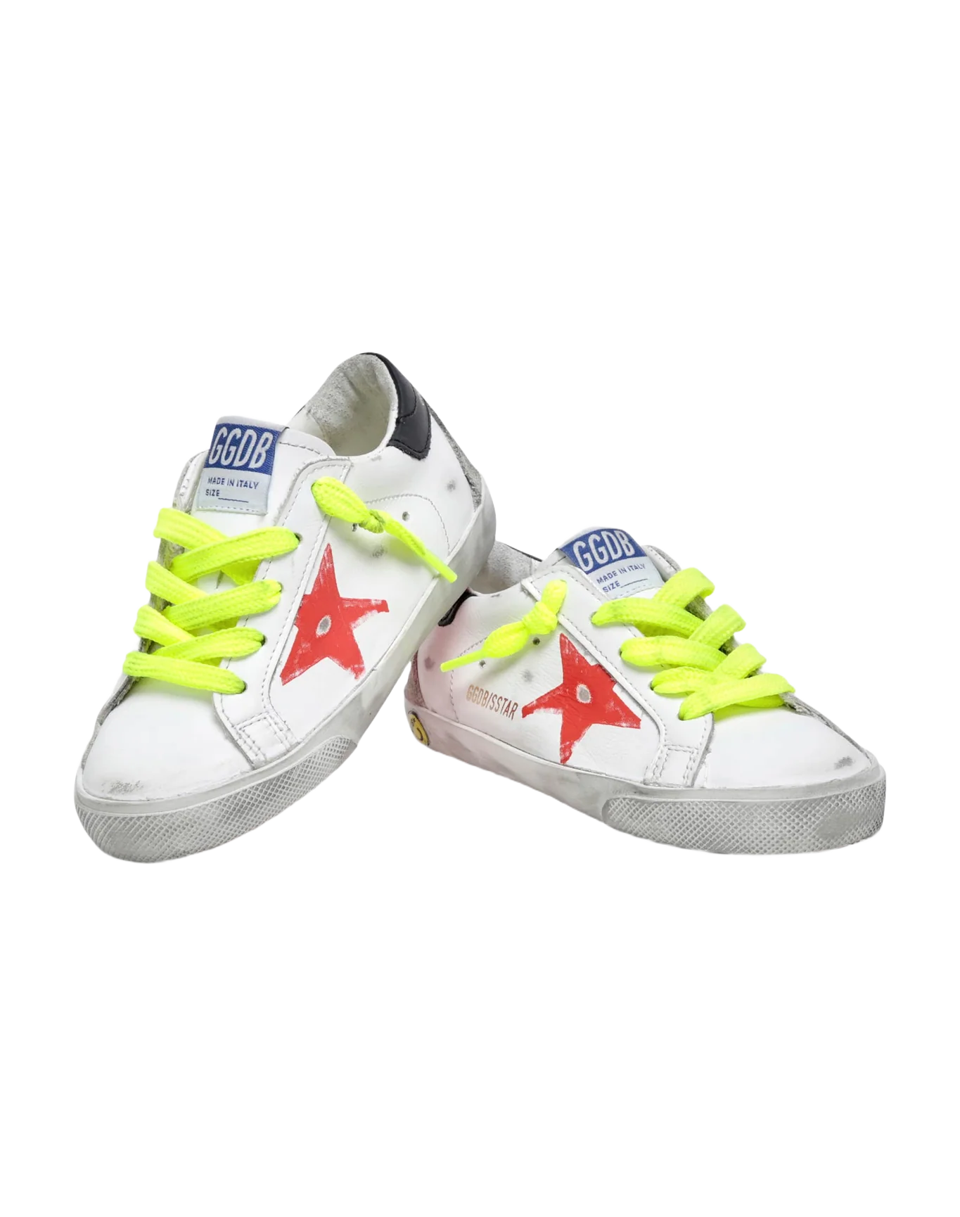 Kids | Junior Super-Star Sneakers with Red Screen Printed Star & Black Heel Tab | White x Red x Black x Ice - Image 7