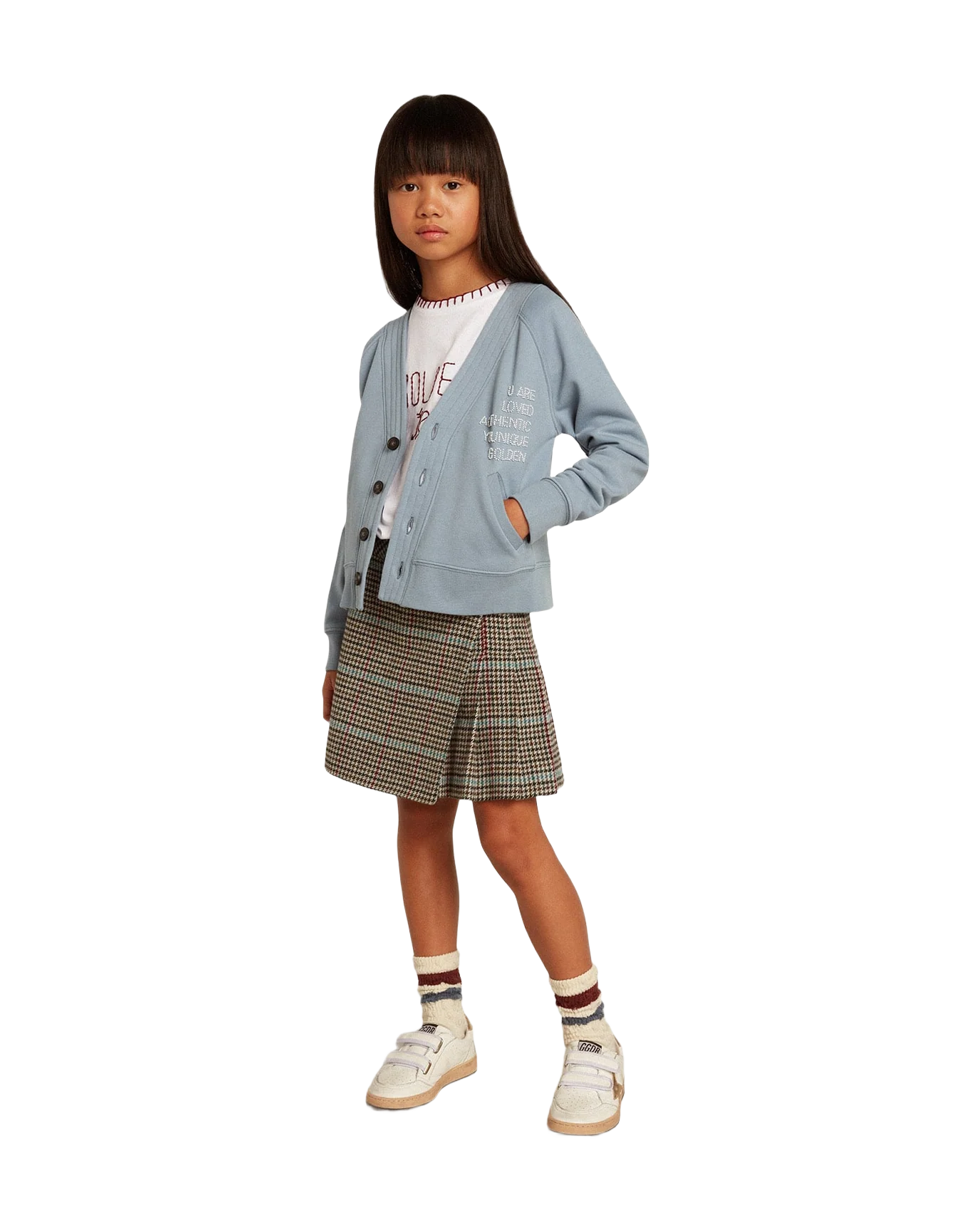 Kids | Light Blue Cotton Cardigan with Beaded Lettering | Citadel - Image 6