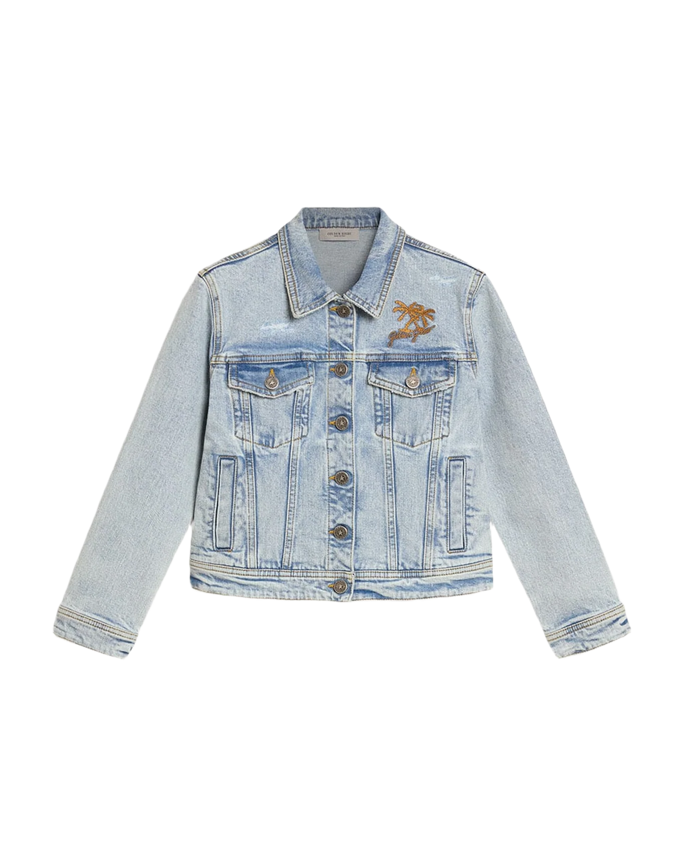 Kids | Light Denim Jacket with Embroidery | Light Blue - Image 6