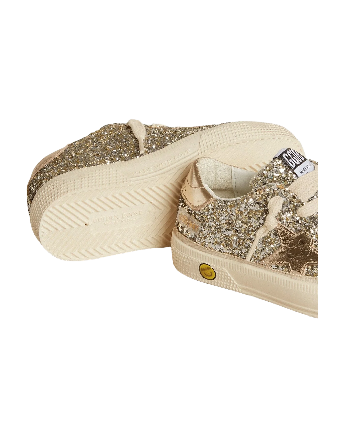 Kids | May Junior Platinum Glitter with Metallic Leather Star & Heel Tab | Platinum