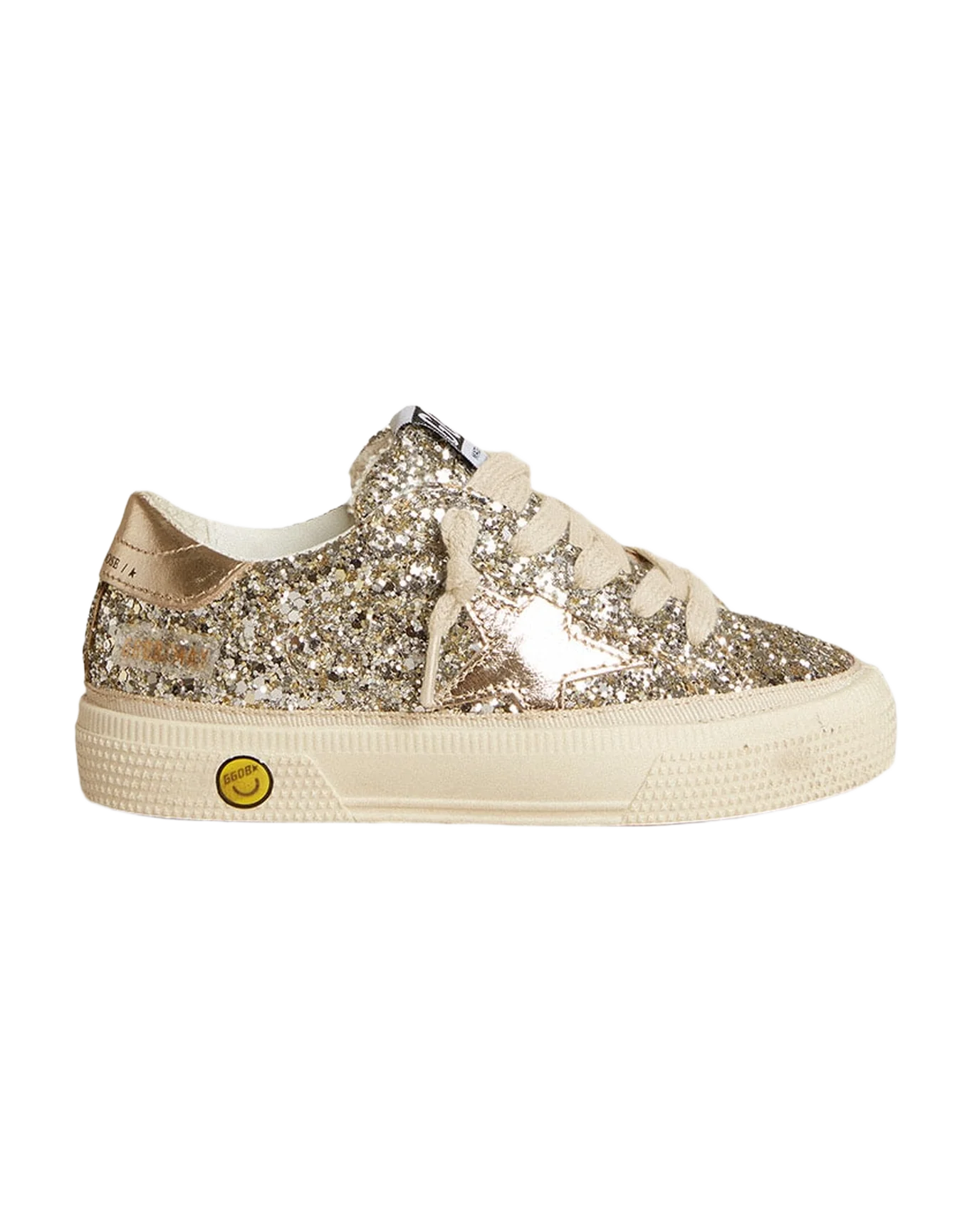 Kids | May Junior Platinum Glitter with Metallic Leather Star & Heel Tab | Platinum - Image 2
