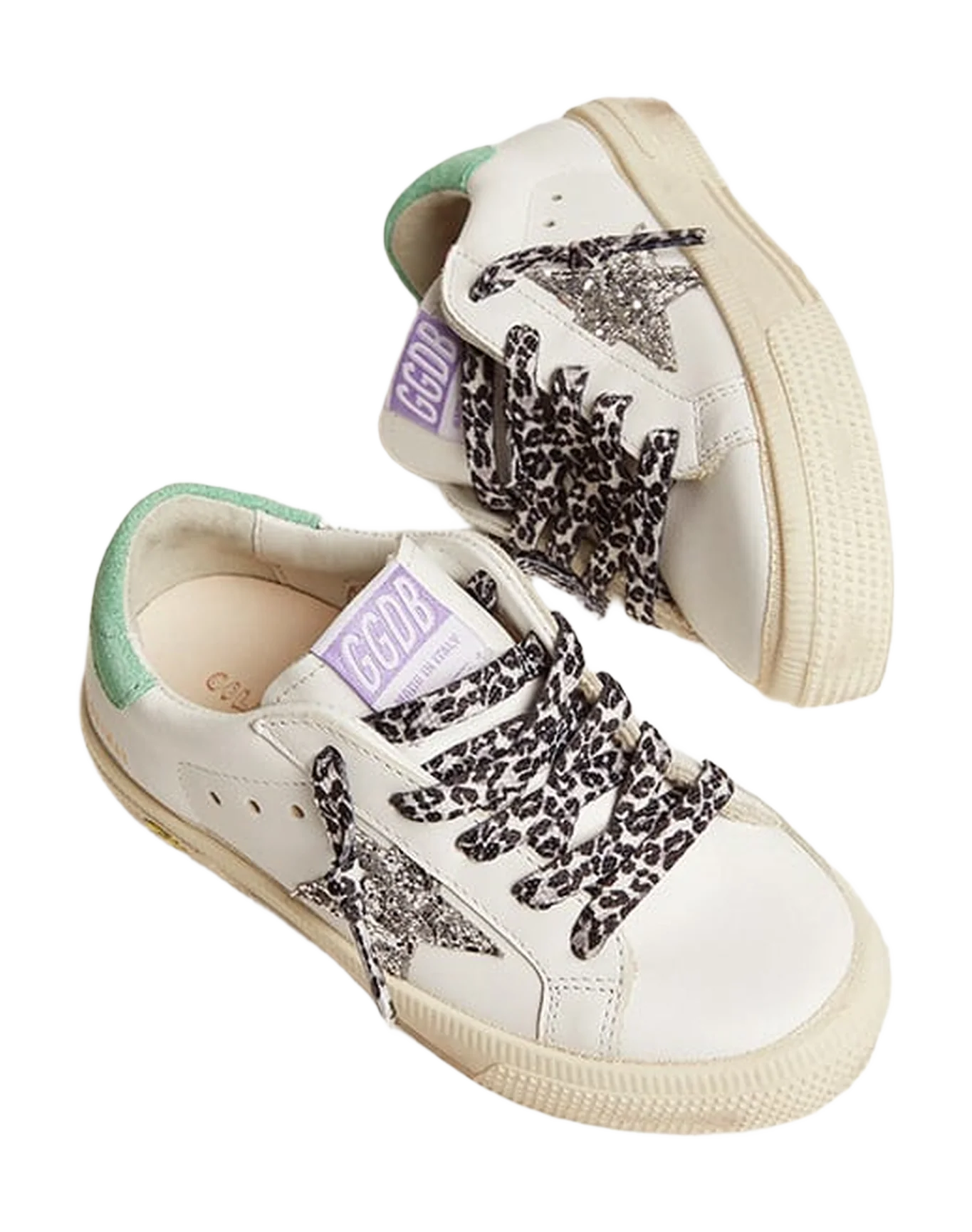 Kids | May Junior with Platinum Star & Acquamarine Heel Tab | White x Platinum x Aquamarine - Image 3