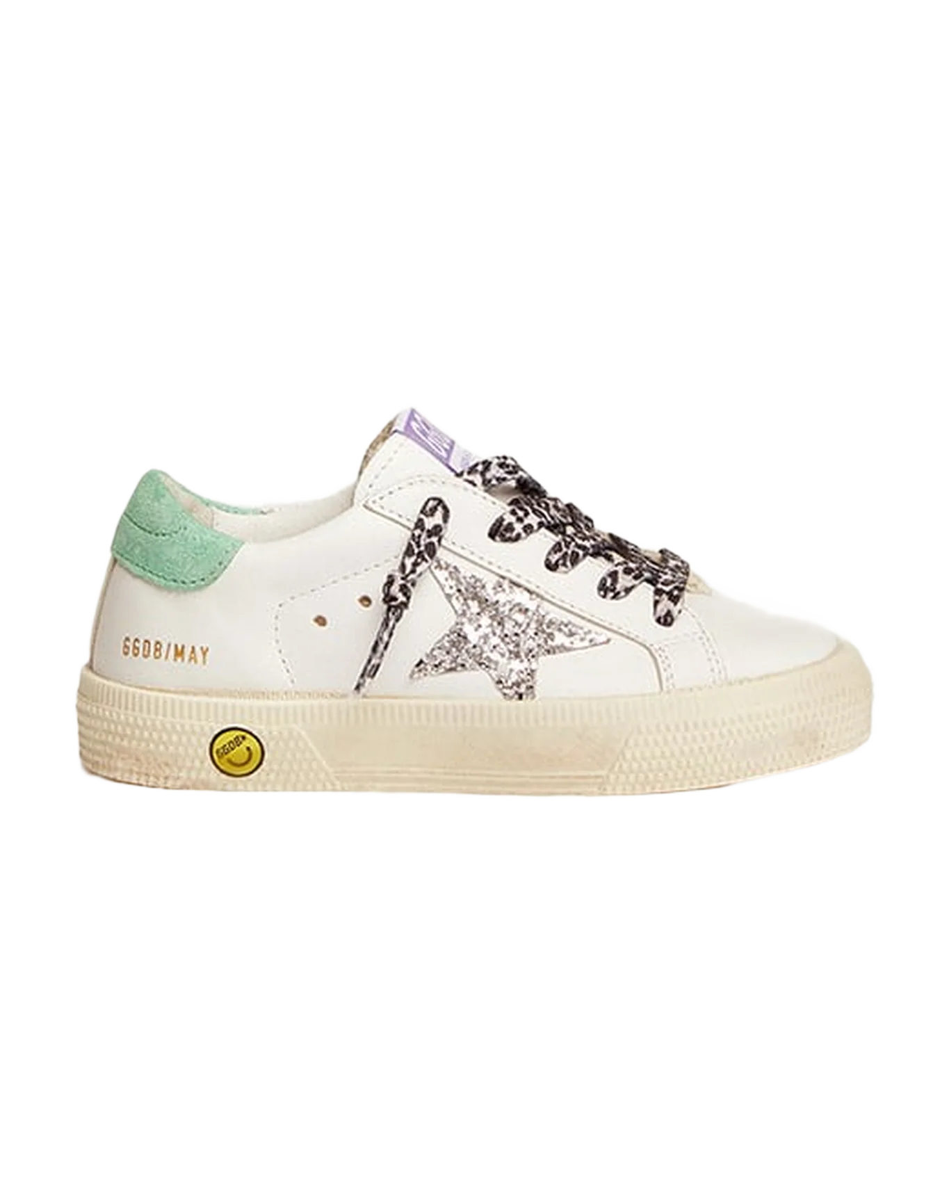 Kids | May Junior with Platinum Star & Acquamarine Heel Tab | White x Platinum x Aquamarine - Image 4