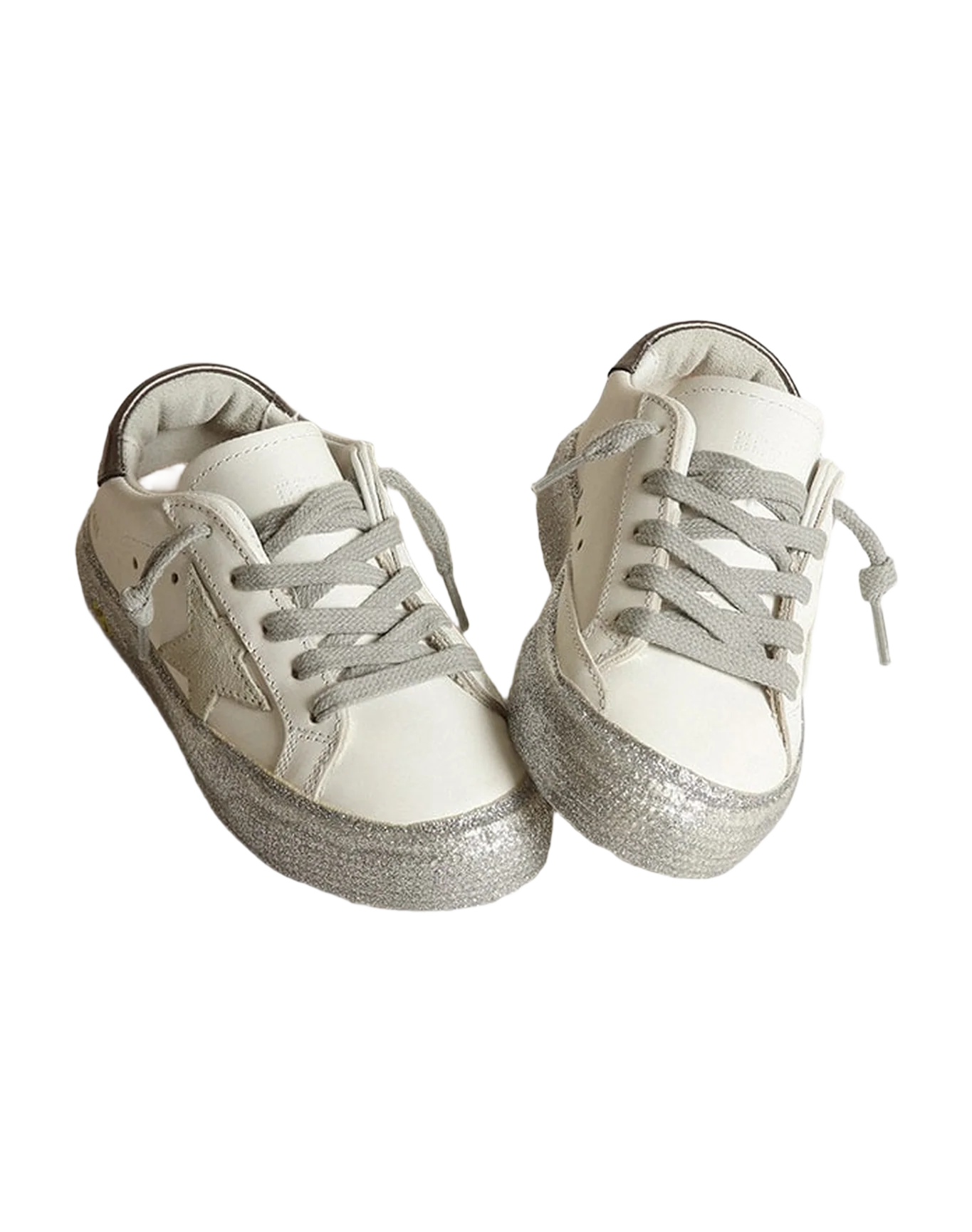 Kids | May Junior with White Leather, Silver Sole & Ice Star | White x Ice x Charcoal Grey - Image 7