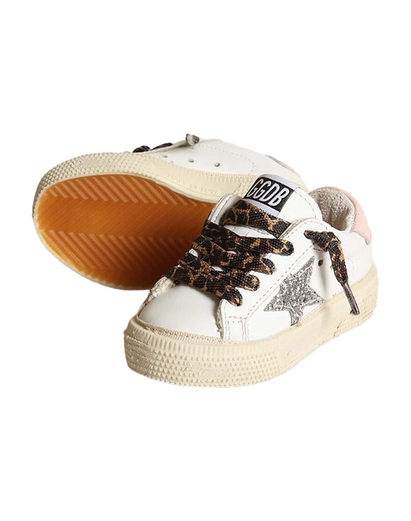 Kids | May Leather Upper & Heel Glitter Star | White x Silver x Rose Quartz - Image 5