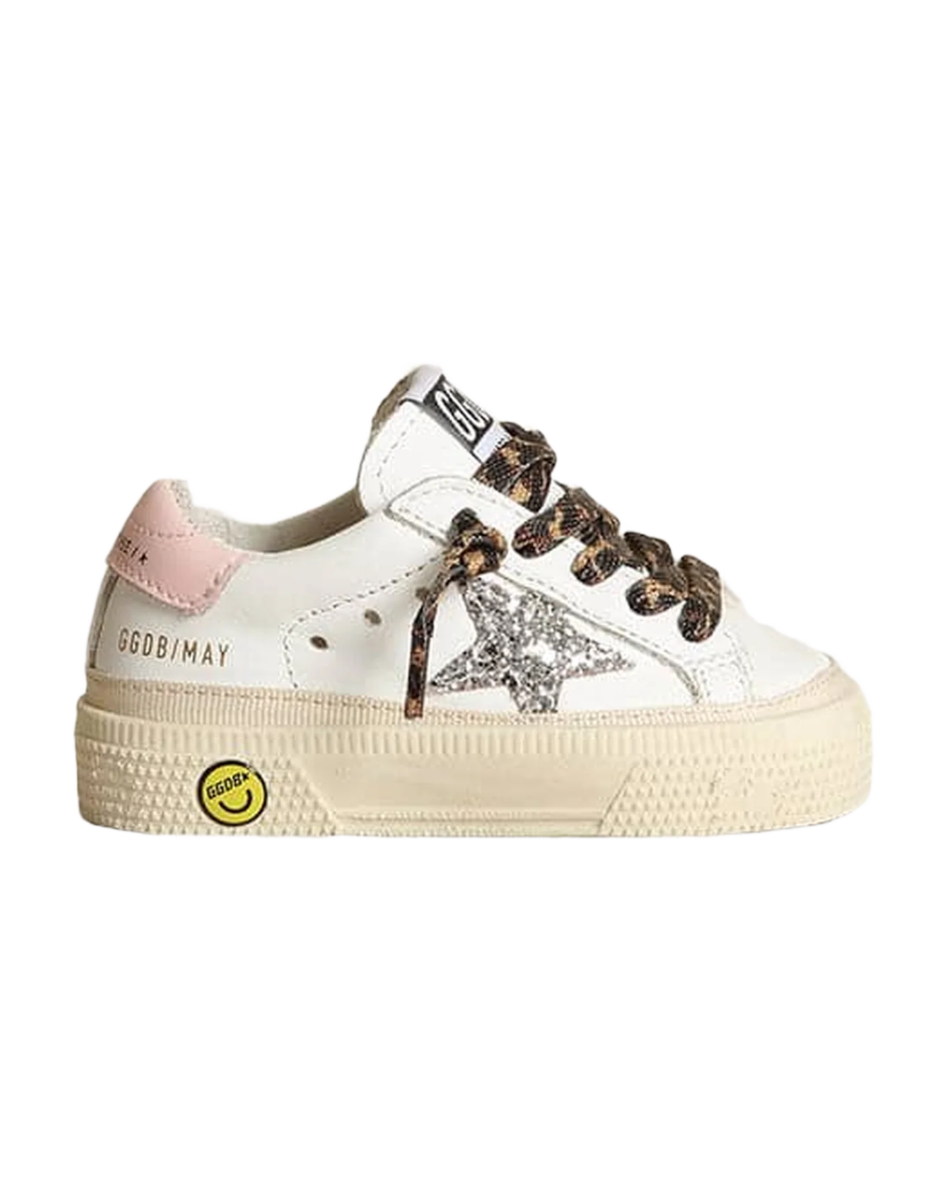Kids | May Leather Upper & Heel Glitter Star | White x Silver x Rose Quartz - Image 7