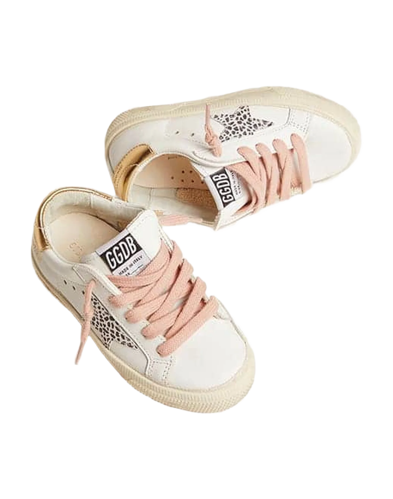 Kids | May Leather Upper Maculated Glitter Leather Star | White x White Black Maculated x Gold (V1) - Image 4