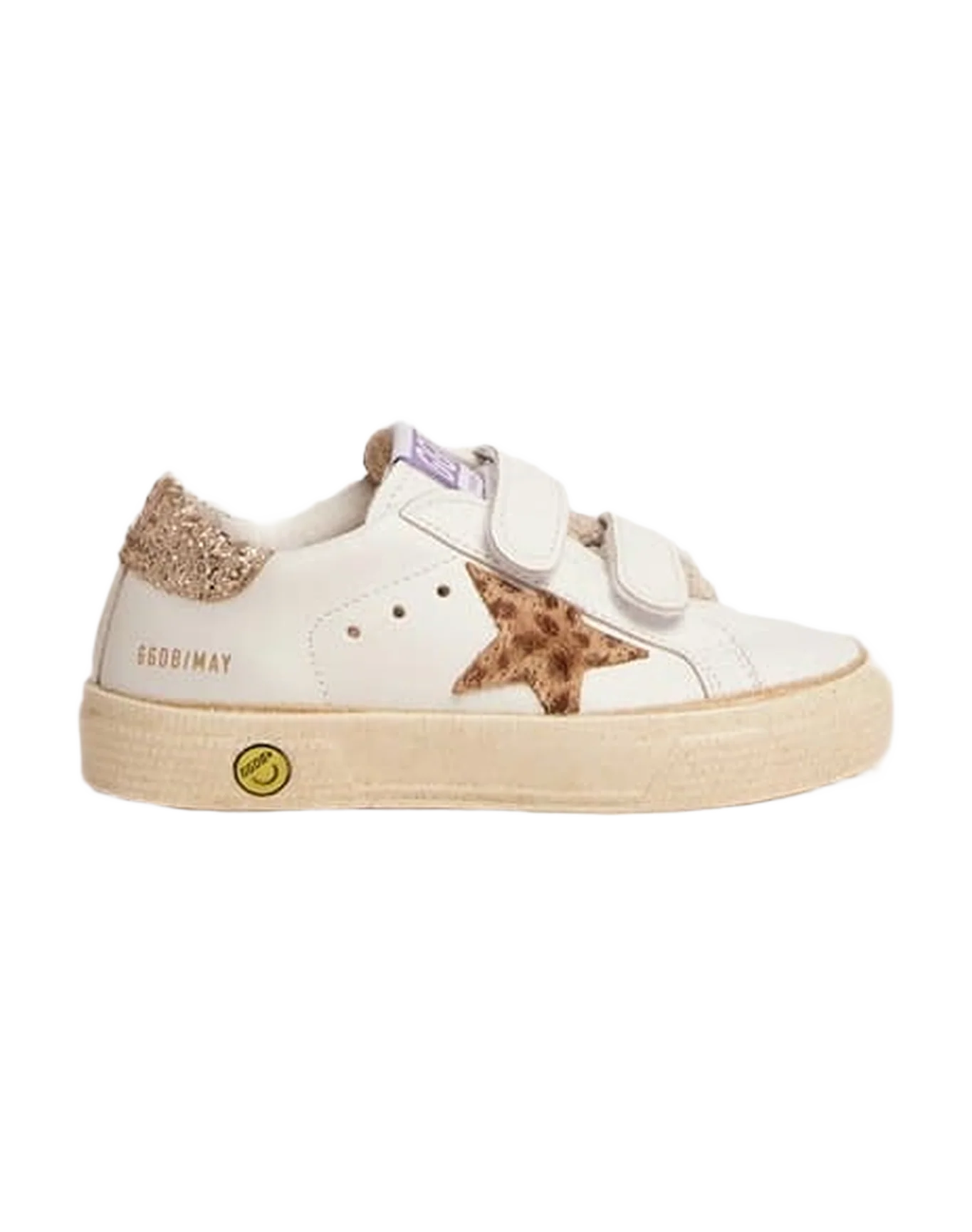Kids | May School Leather Upper & Stripes Giraffe Horsy | White x Cream Light Brown Giraffe x Gold - Image 8