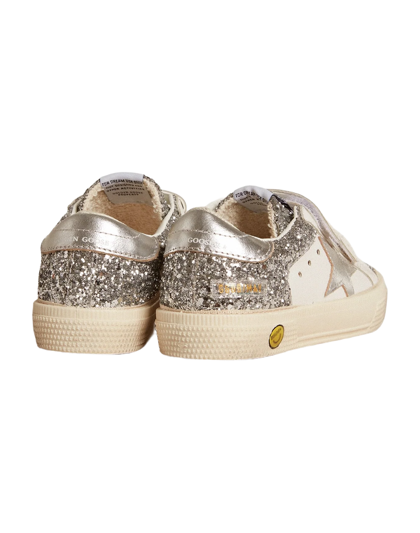 Kids | May Young Leather & Glitter with Silver Star | White x Silver - Image 5