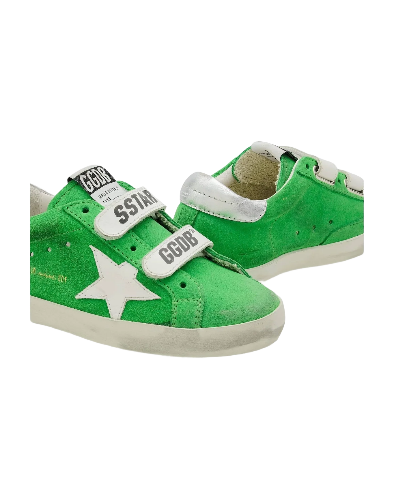 Kids | Old School Junior Bright Green/White/Silver | Bright Green x White x Silver